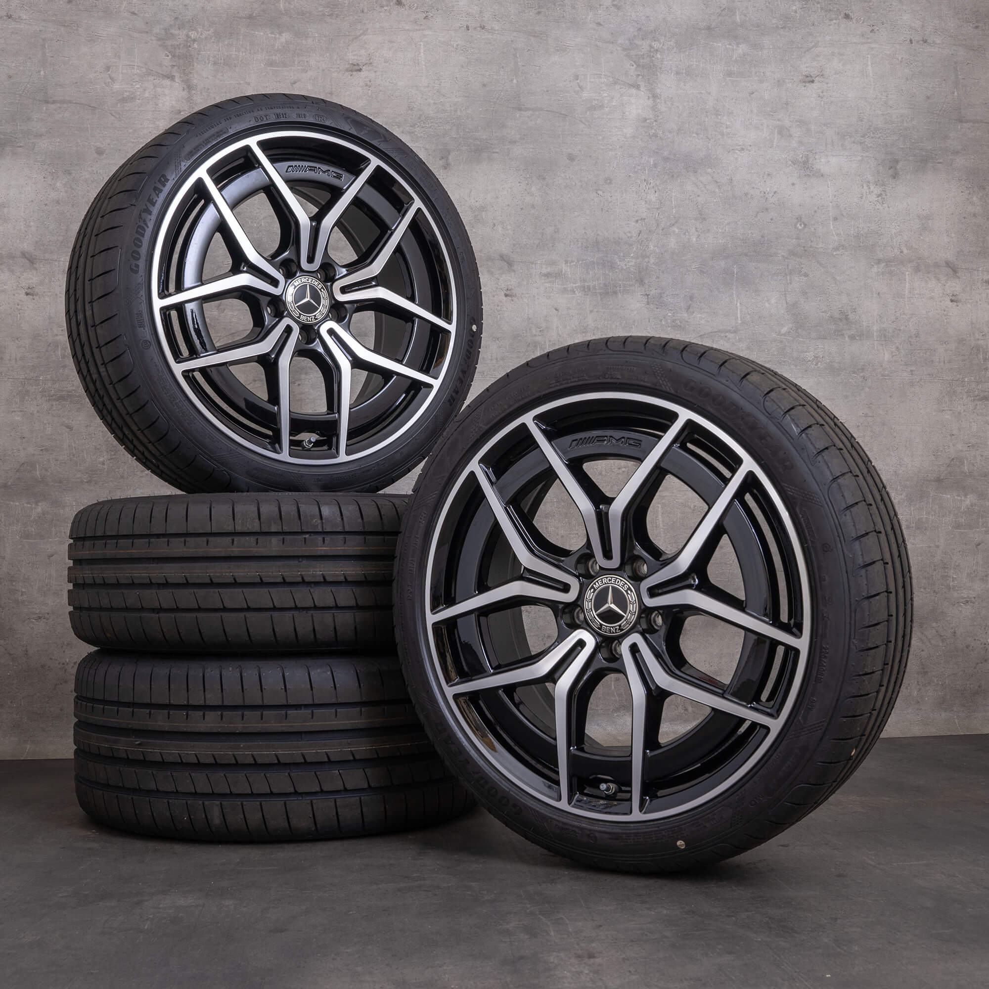 Oem Mercedes Benz Classe C AMG jantes 19 pouces W206 S206 roues été A2064016700 A2064016800 noir brillant