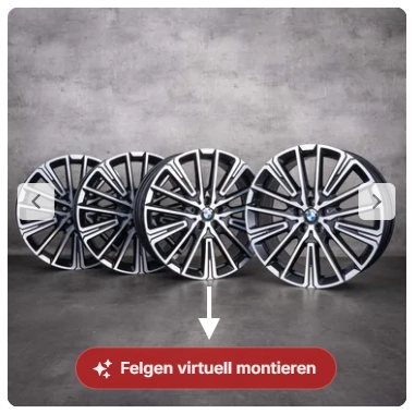 Roter Button Felgen virtuell montieren unter dem Produktbild im Shop