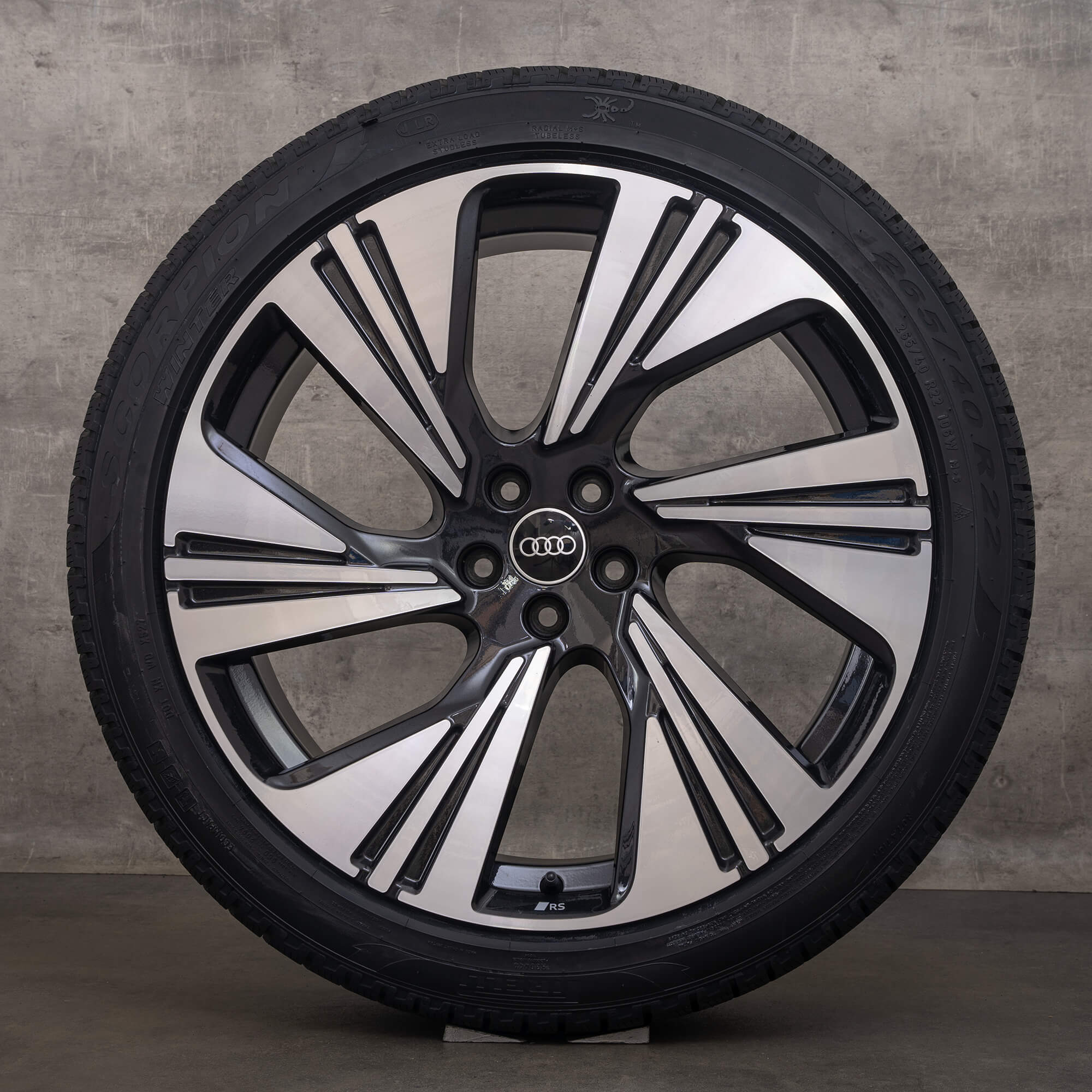 Originale Audi e-tron Q8 & Sportback fælge 22 tommer GE vinterhjul 4KE601025AM sorte blanke drejede vinterdæk
