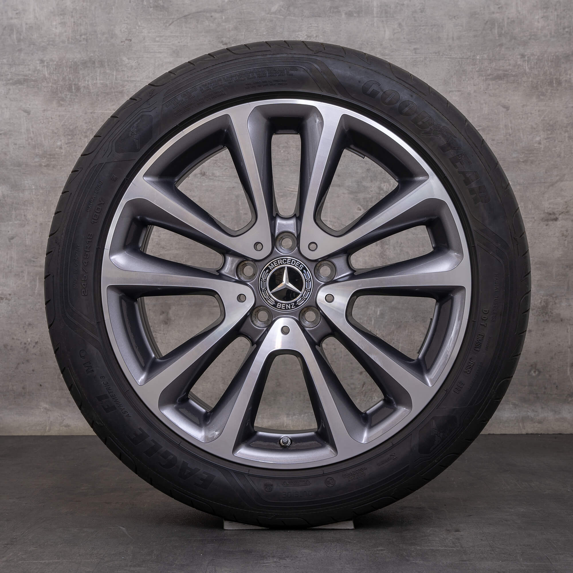 Original Mercedes Benz E-Klasse Felgen 18 Zoll W213 S213 C238 A238 Sommerräder A2134011600 A2134010400 himalaya grey glanzgedreht