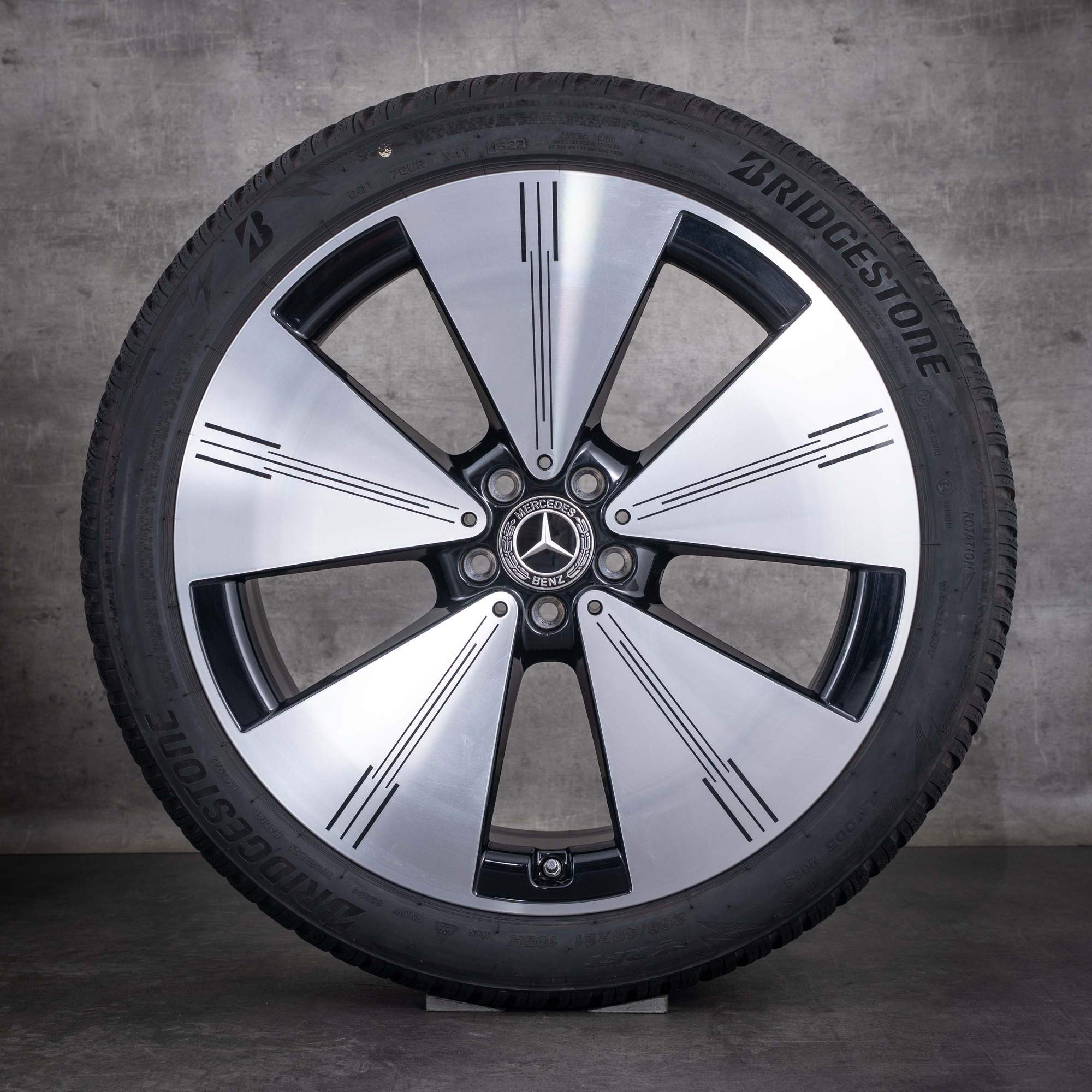 Original Mercedes Benz EQS Winterräder 21 Zoll V297 Felgen A2974011100 schwarz front glanzgedreht - Rad 3 von 4