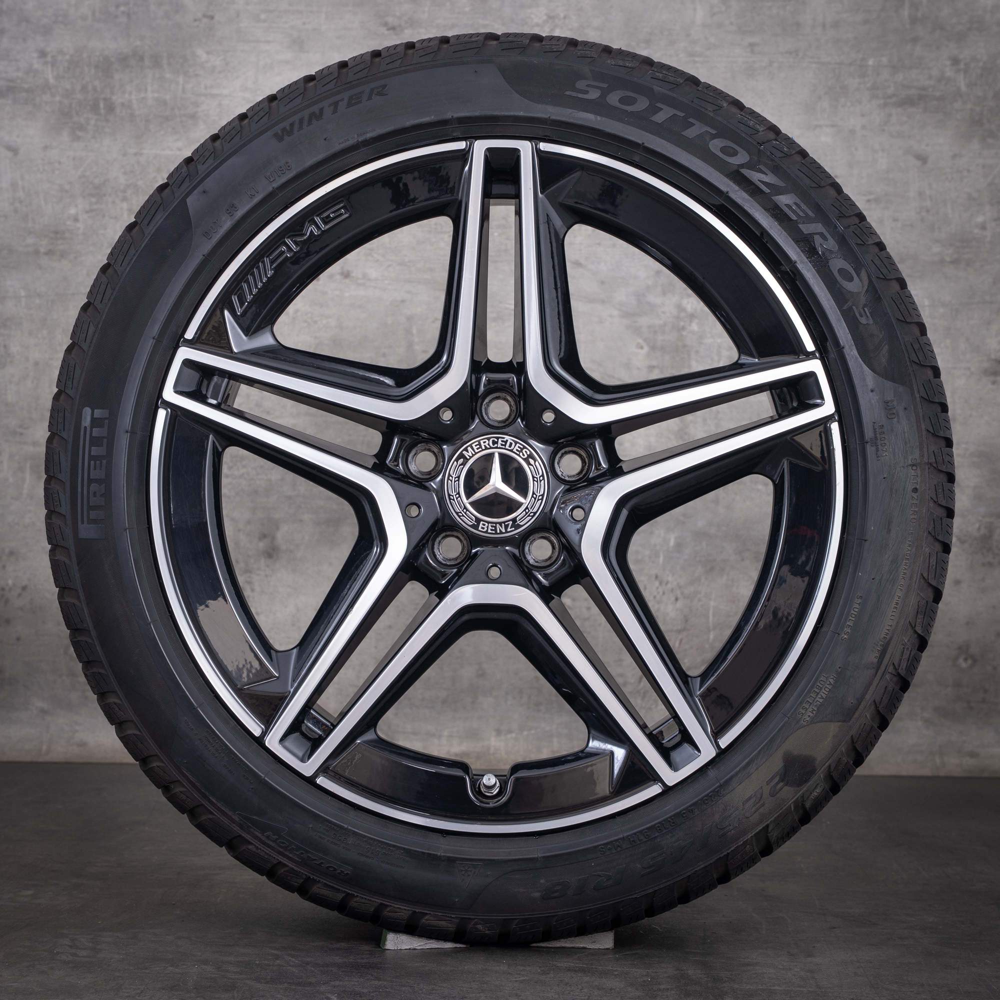 Original Mercedes Benz A B Klasse CLA AMG Winterräder 18 Zoll W177 V177 W247 X118 C118 Felgen A1774011500 schwarz glanzgedreht