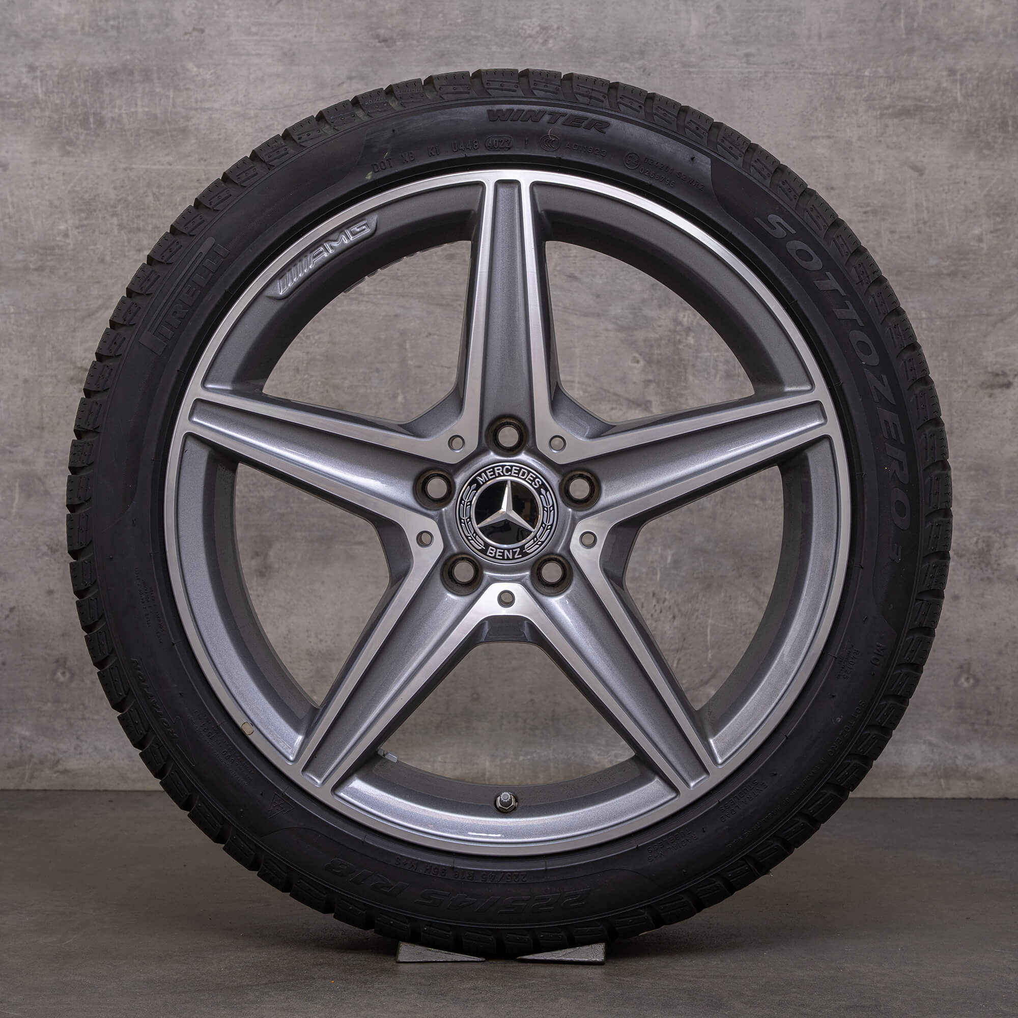 Pneumatici invernali originali AMG Mercedes Benz Classe C 18 pollici W205 S205 C205 A205 cerchi A2054011100 himalaya grigio lucido tornito