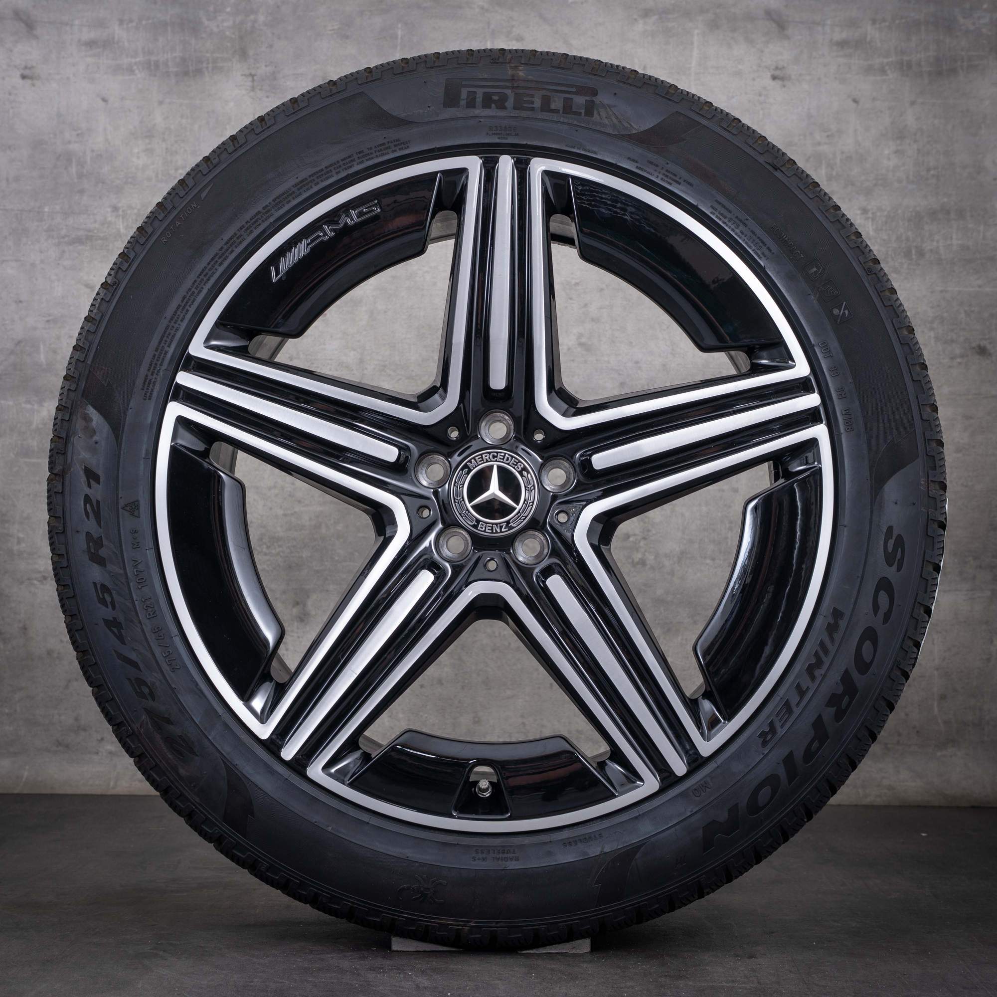 Pneus de inverno originais Mercedes-Benz GLE AMG 21 polegadas V167 C167, referências A1674014301 e A1674014401, pretas com acabamento diamantado