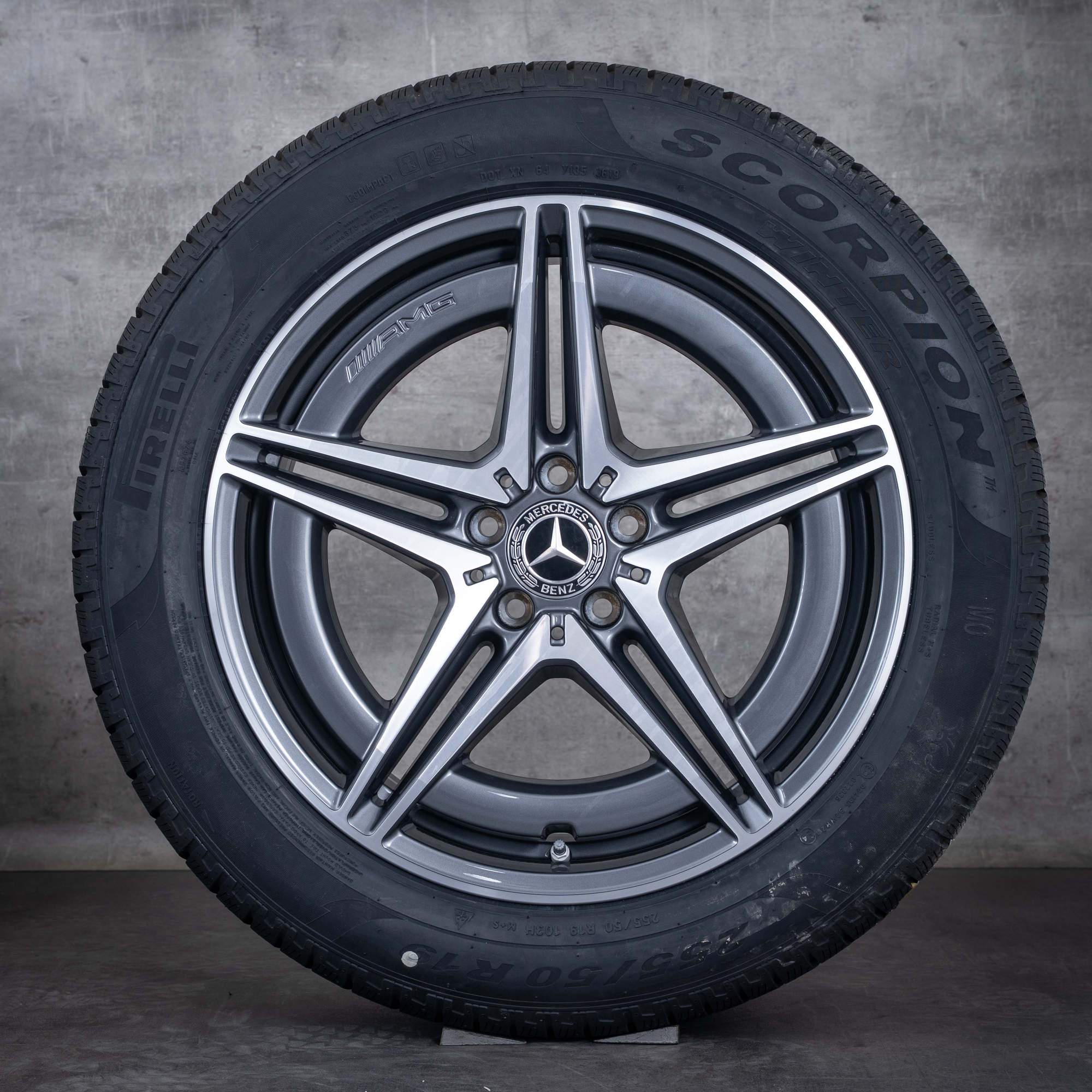 Originale Mercedes Benz EQC AMG vinterdæk med fælge 19 tommer N293 A2934011400 A2934010700 himalaya grey poleret