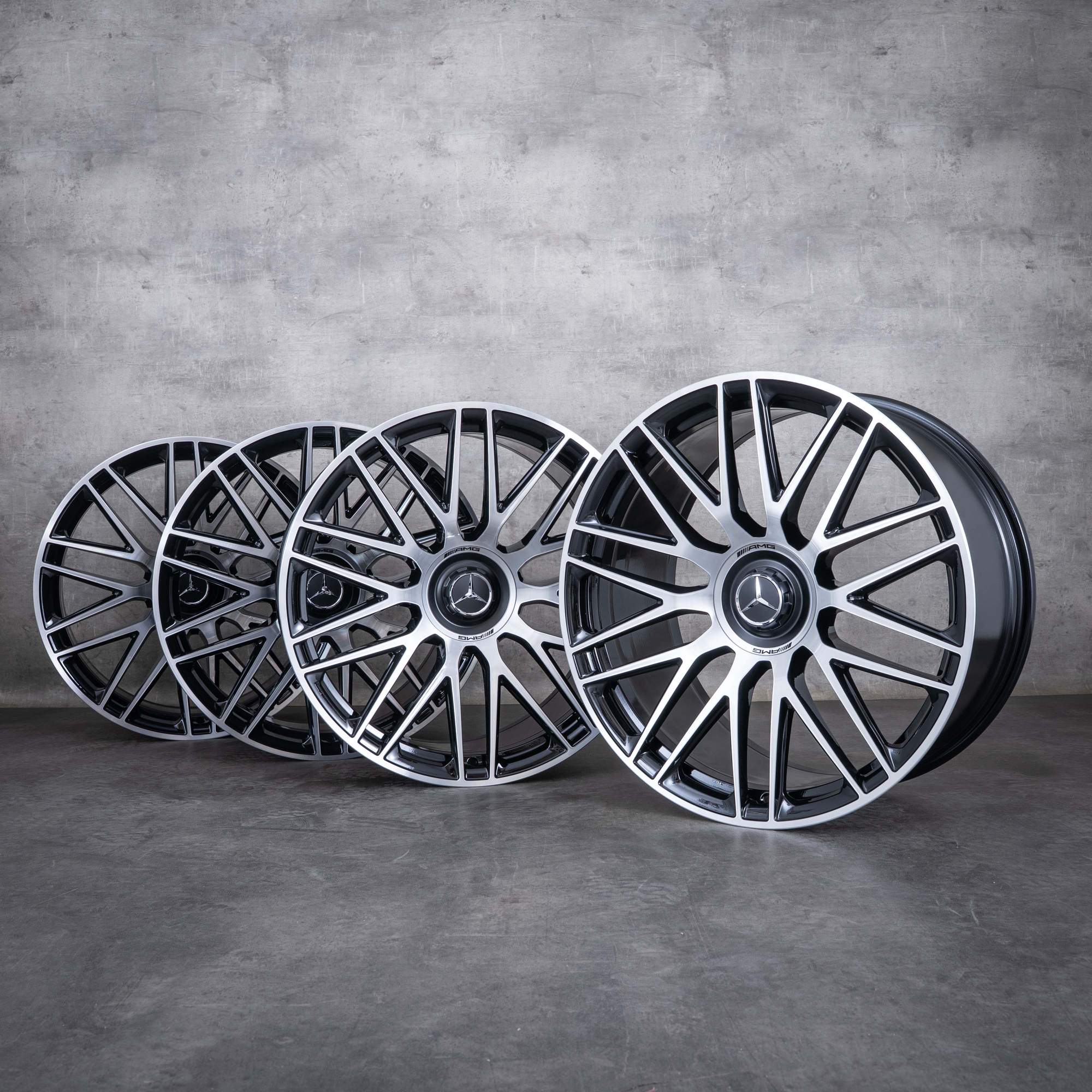 Alkuperäiset Mercedes Benz AMG GT vanteet 21 tuumaa C192 A1924011900 A1924012000 musta kiillotettu UUSI