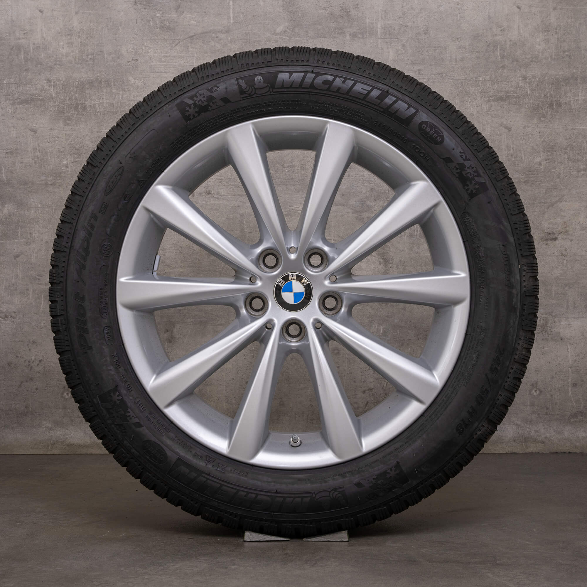 Original BMW 5-serie 8-serie vinterhjul 18 tommer G30 G31 G14 G15 G16 fælge styling 642 6867338 sølv