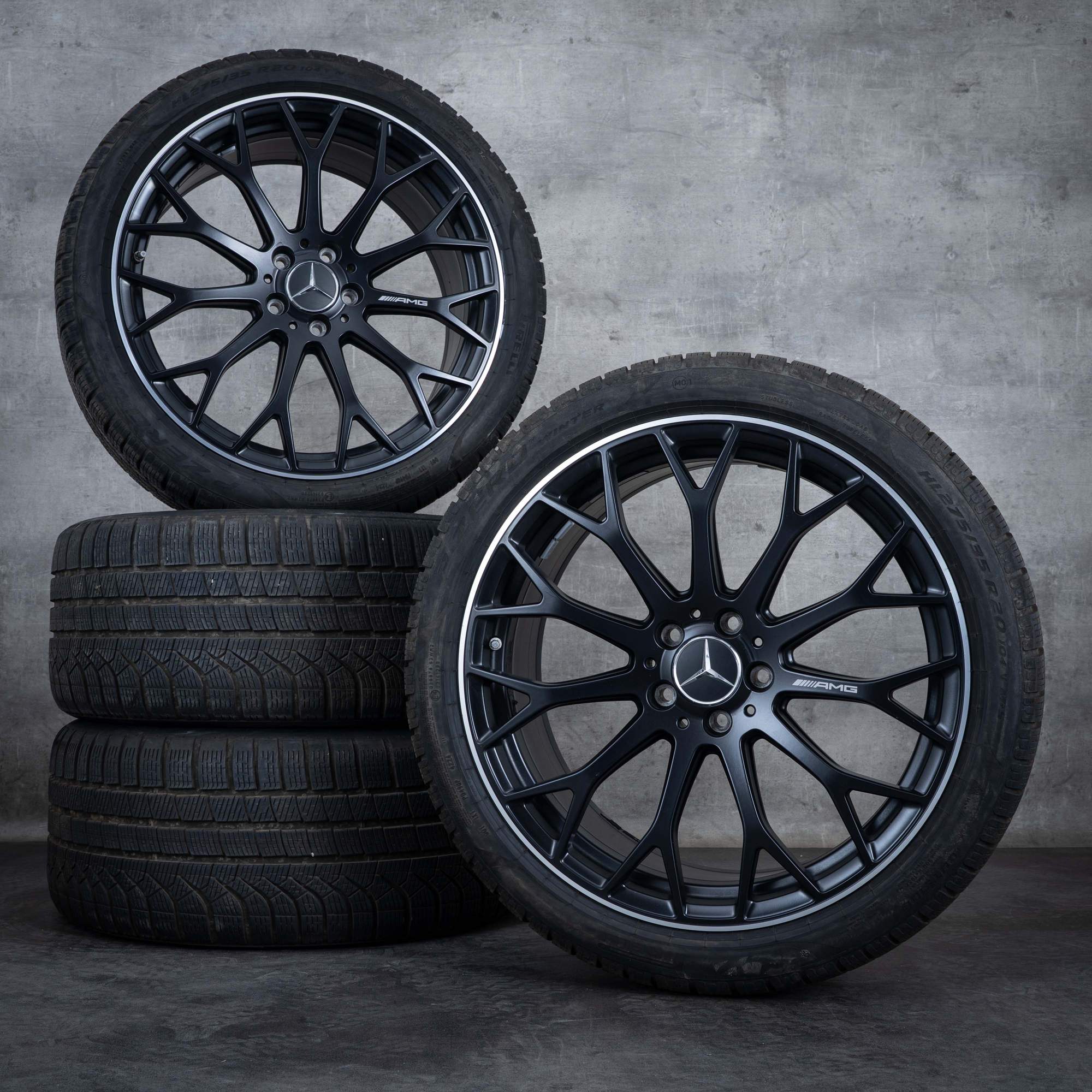 Alkuperäiset Mercedes Benz C-sarjan 63 S E AMG talvirenkaat 20 tuuman W206 S206 vanteet A2064013100 A2064013200 musta matta kiillotettu pinta