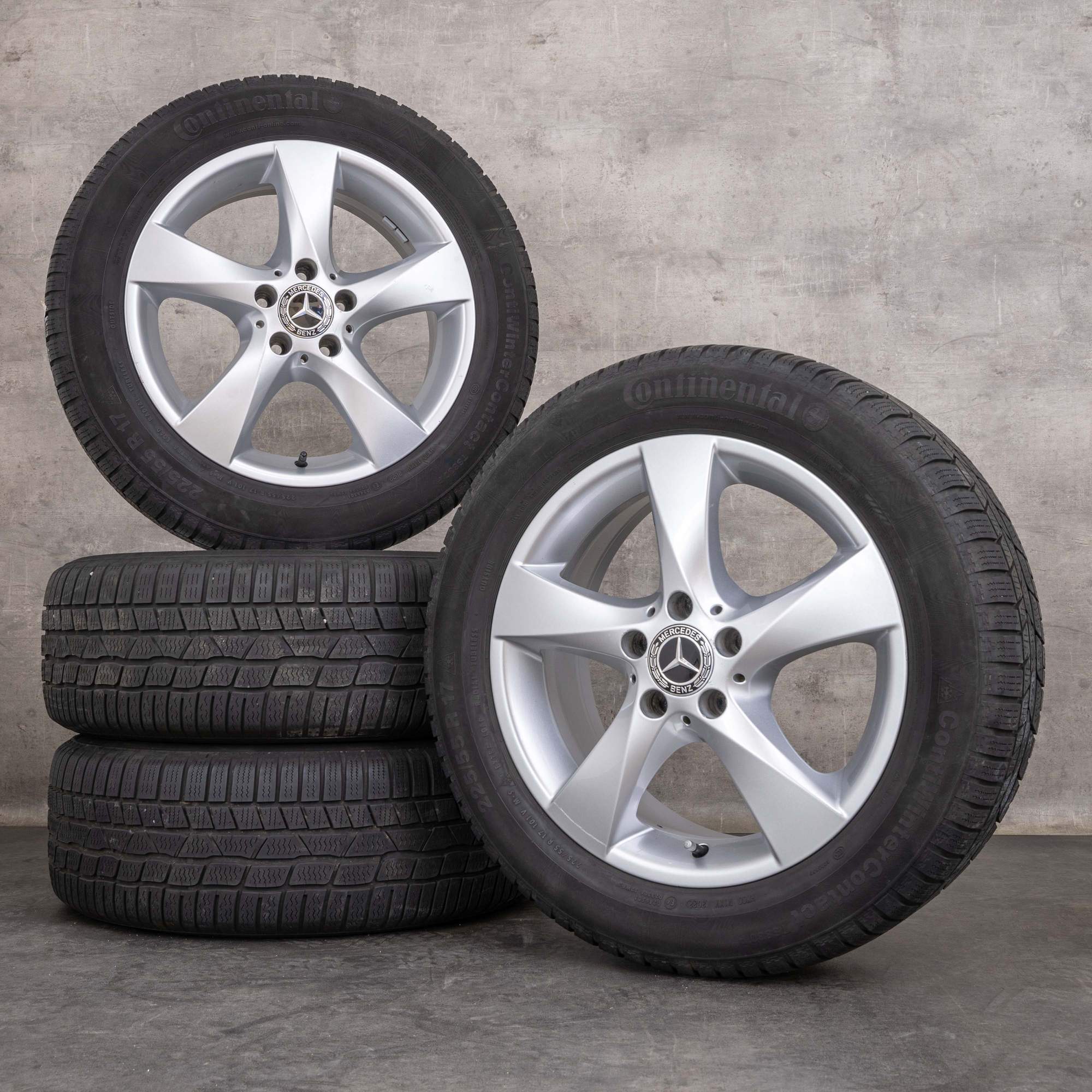 Originalní zimní pneu s disky Mercedes Benz třídy V 17" W447 W639 Vito Viano ráfky na auto A4474012200 stříbrné lesklé