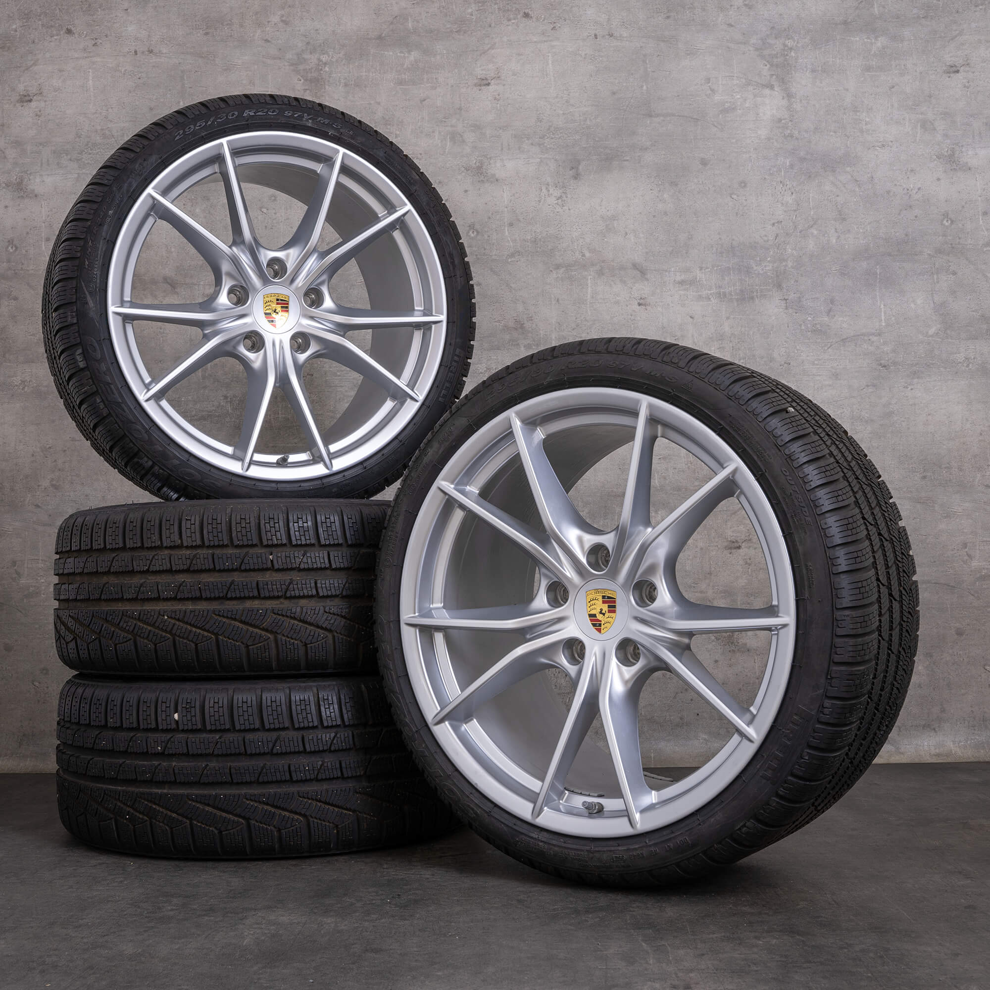 OEM Porsche 911 snow tire packages 20 inch 991 II rims 99136271000 99136276001 silver glossy