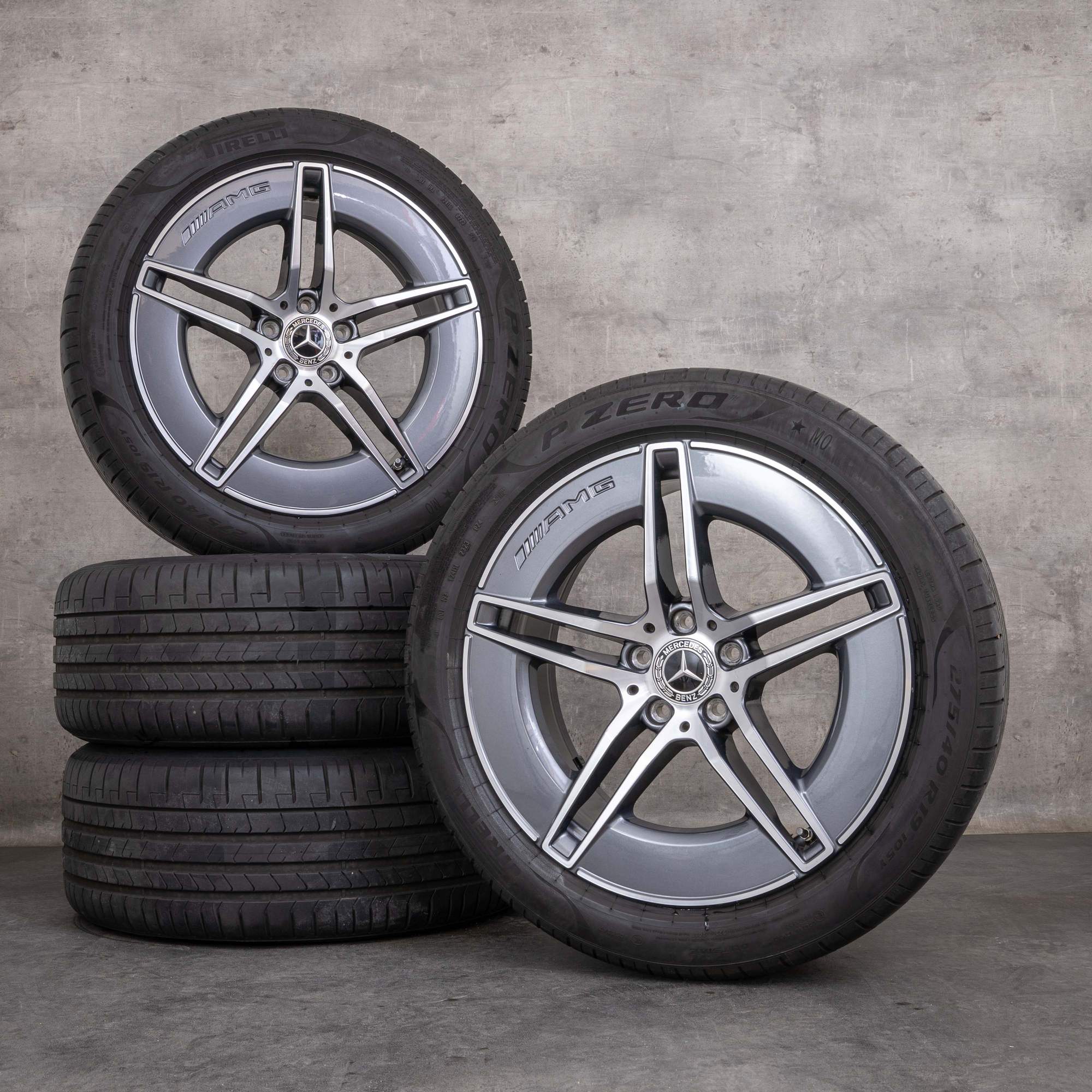 Originales Mercedes Benz Clase E AMG llantas 19 pulgadas W214 S214 ruedas de verano A2144010300 A2144010400 gris himalaya pulido