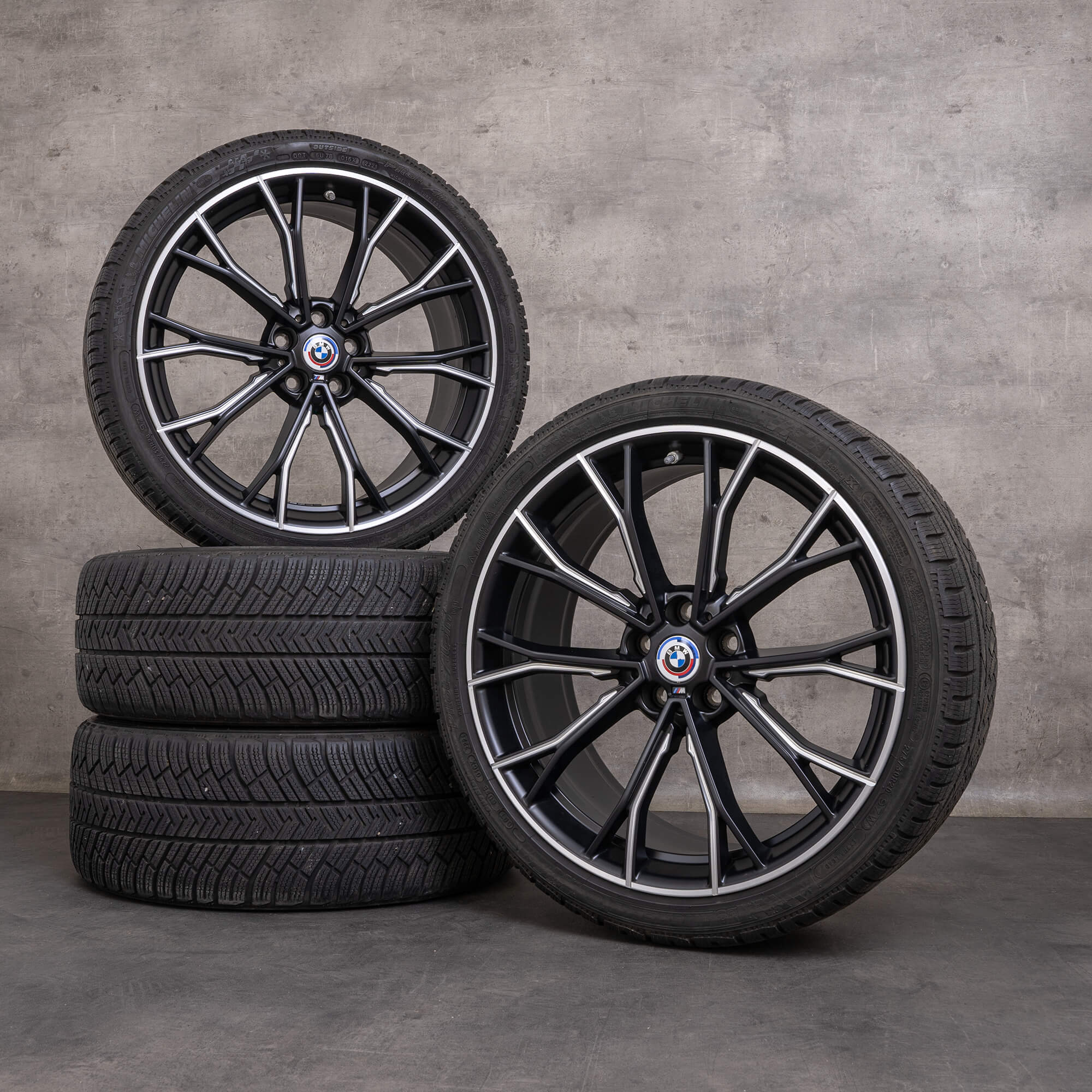 Original BMW 5er Winterkompletträder 20 Zoll G30 G31 Felgen Styling 669 M 6873943 6874445 schwarz seidenmatt glanzgedreht