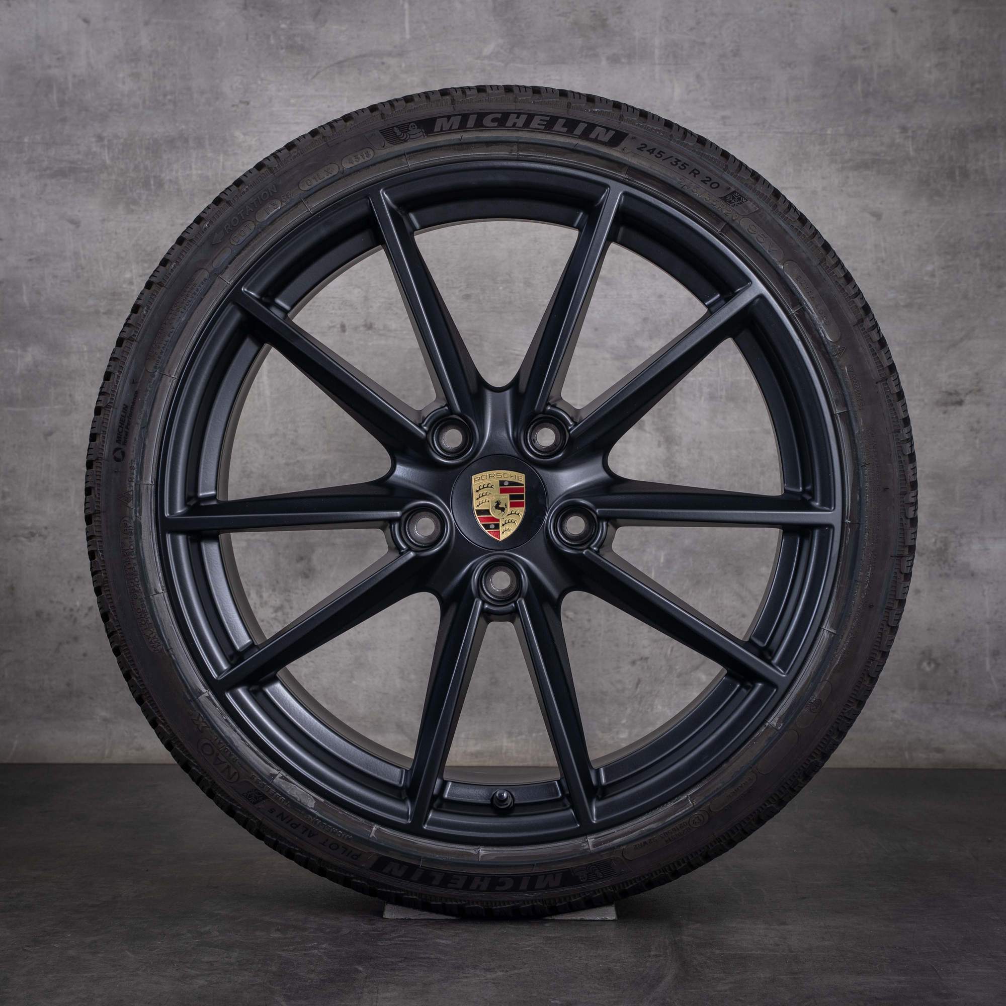Porsche 992 I Winterräder 20 21 Zoll S 4S C2 C4 GTS Felgen 992601025C 992601025E Carrera S Rad schwarz matt - Rad 2 von 4