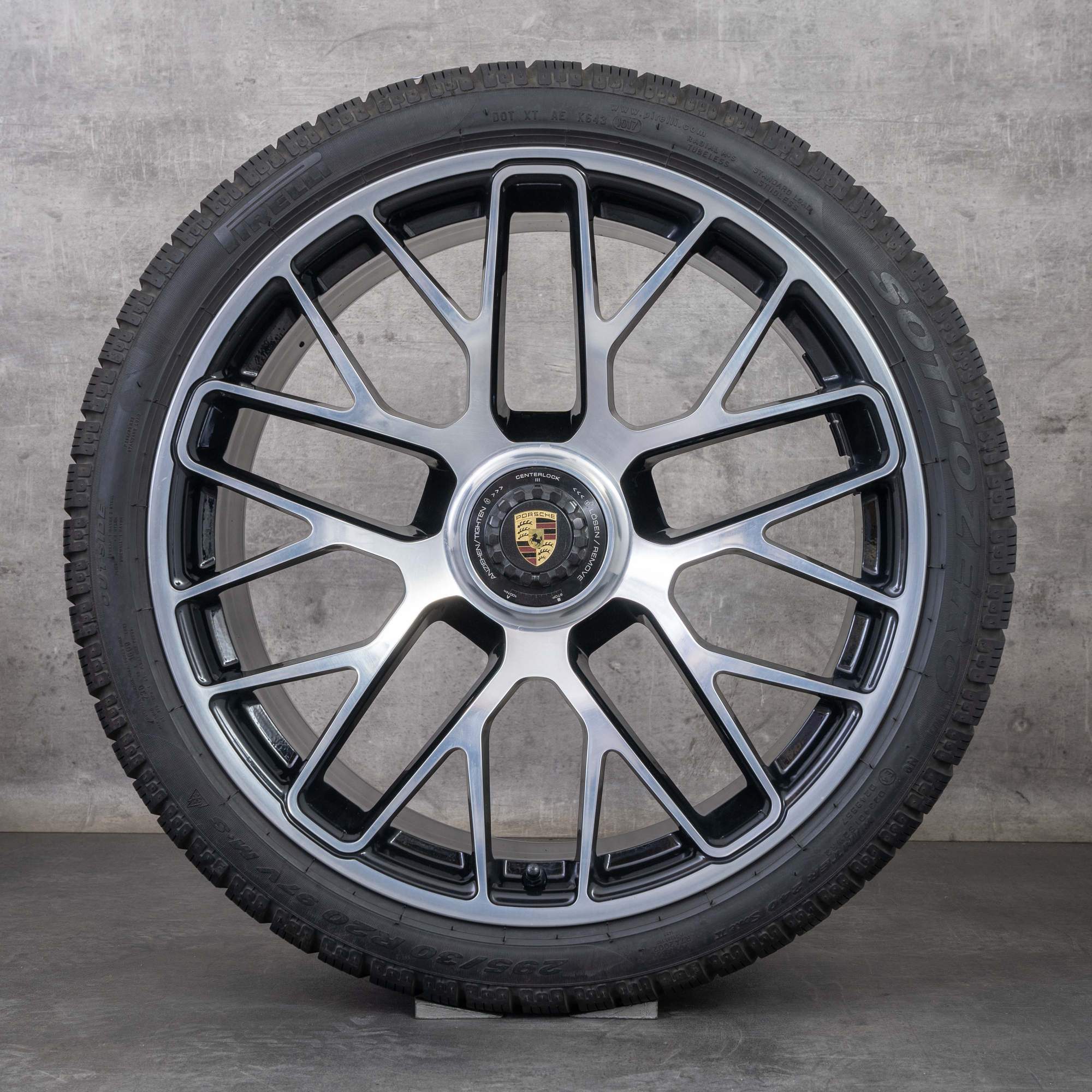 Originale Porsche 991 I II Anvelope de iarnă 20 inch Turbo S jante 99136216134 99136216634 negru Lucios