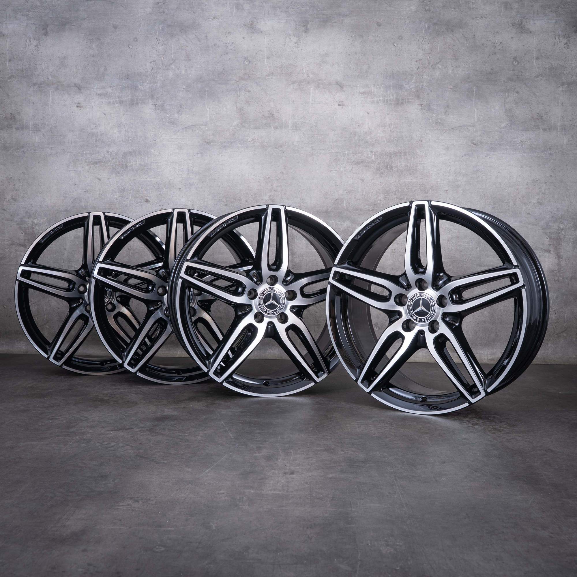 Original Mercedes Benz E-Klasse AMG Felgen 19 Zoll W213 S213 C238 A238 A2134012000 schwarz front glanzgedreht NEU
