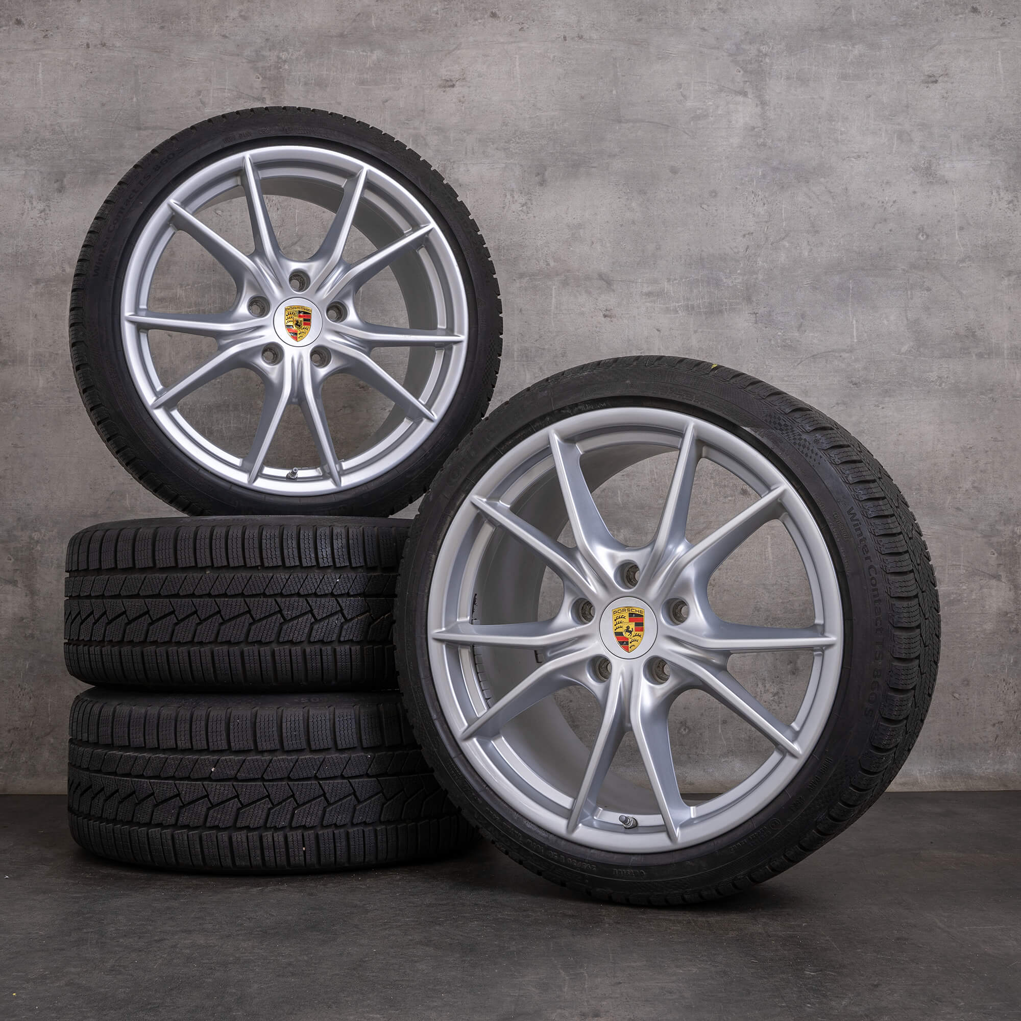 Original Porsche 911 Winterräder 20 Zoll 991 II Felgen 99136271000 99136276002 silber glanz