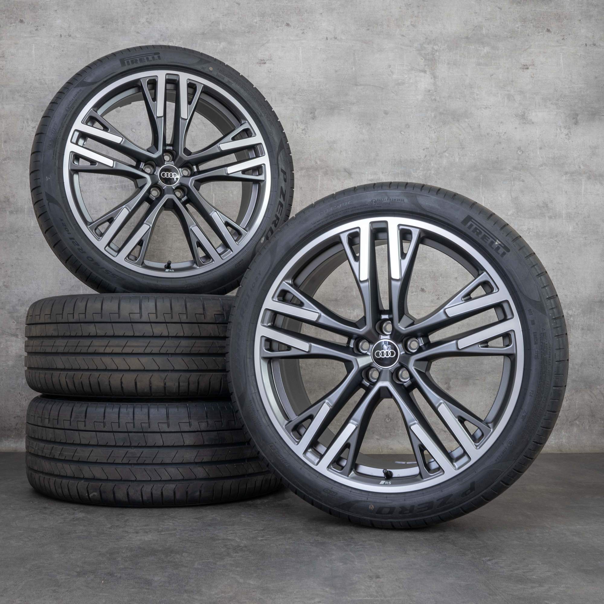Original Audi Q5 SQ5 Felgen 21 Zoll GU Sommerräder 8MA601025M grau seidenmatt glanzgedreht