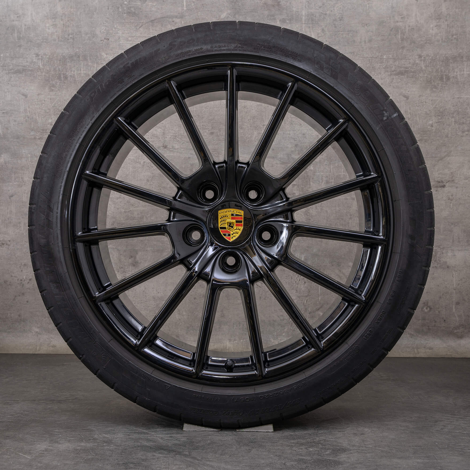 Oryginalne koła zimowe Porsche Panamera 20 cali 970 felgi 97036298000 97036298001 czarny błyszczący