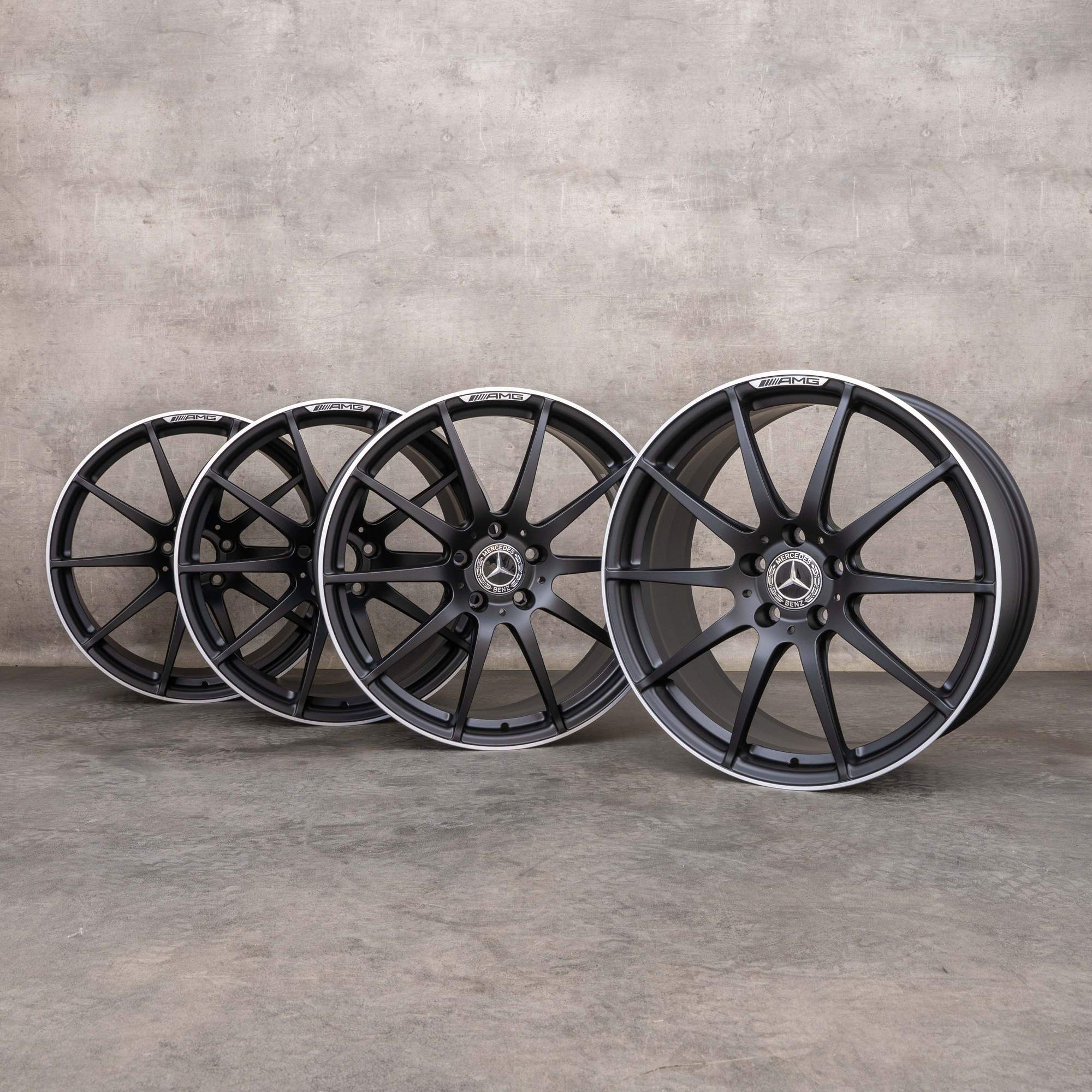 Jantes originais Mercedes Benz AMG GT de 19 polegadas C190 R190 A1904011100 A1904011200 preto mate com acabamento polido
