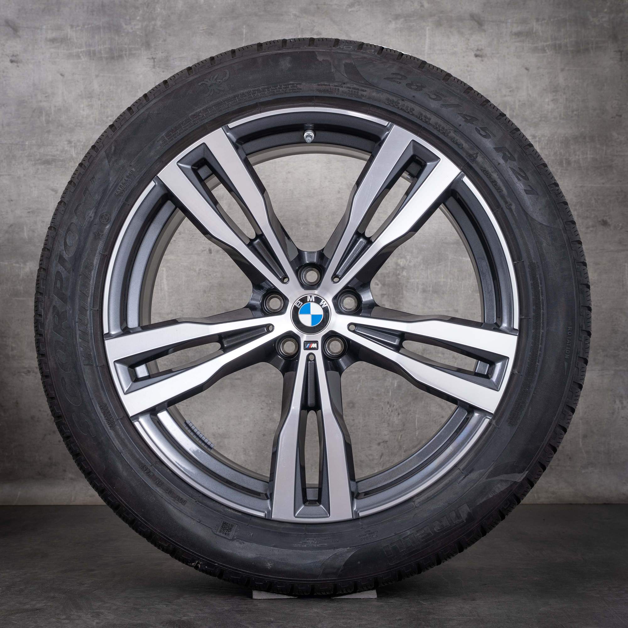 Alkuperäiset BMW X7 -talvirenkaat, 21 tuumaa, G07-vanteet, Styling 754 M, 8074220, midnight grey, kiillotettu