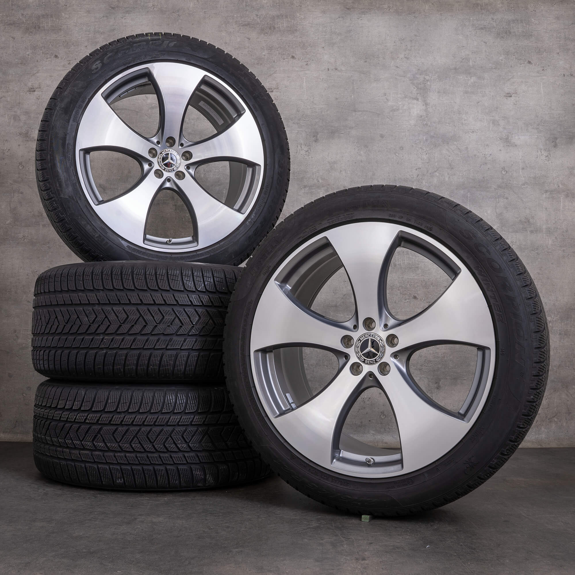 Oryginalne koła zimowe Mercedes Benz GLE 21 cali C292 felgi A2924010400 A2924010500 himalaya szary polerowane