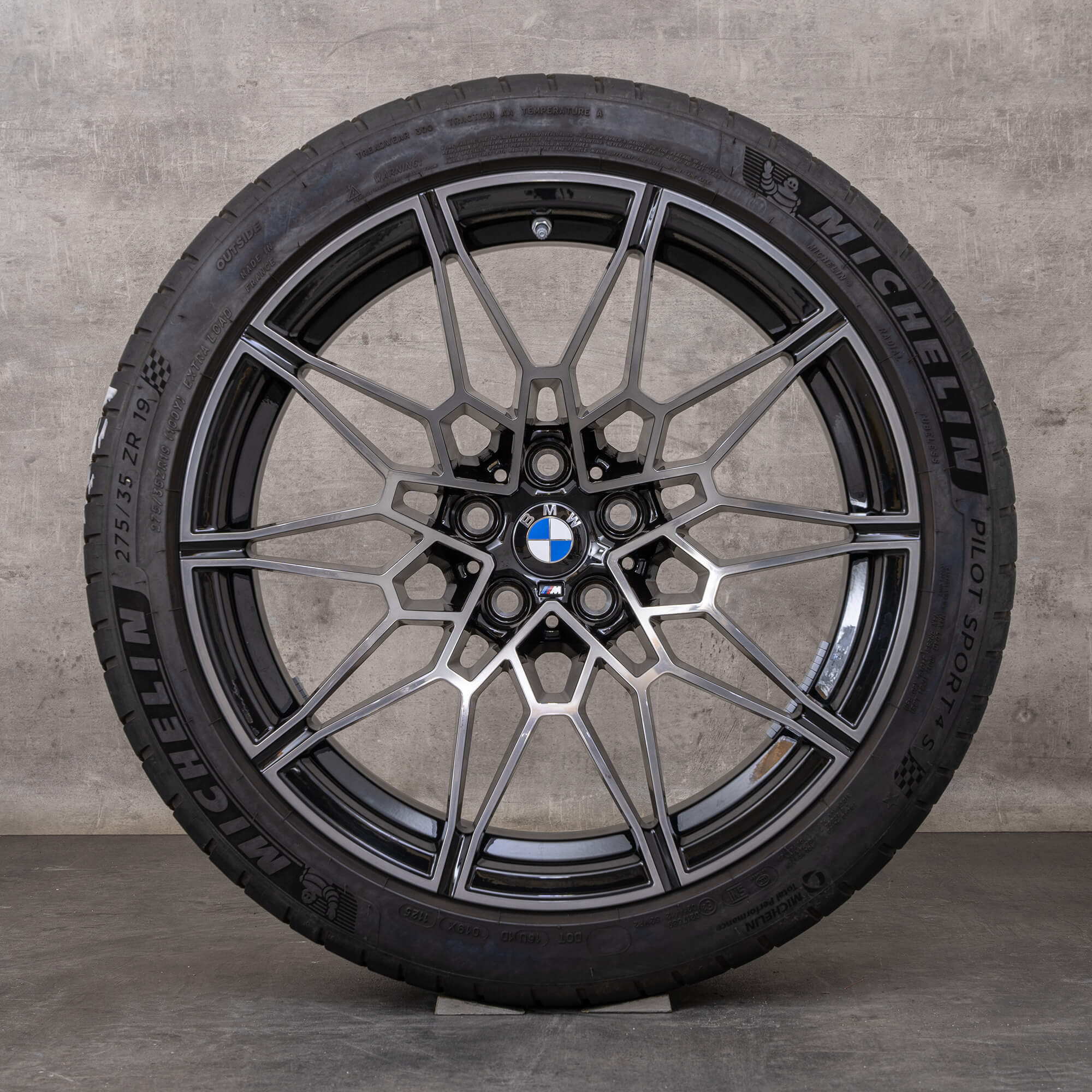 Oryginał BMW M2 M3 M4 felgi 19 20 cali G87 G80 G81 G82 G83 koła letnie stylizacja 826 M 8093838 8093839 czarne polerowane toczone