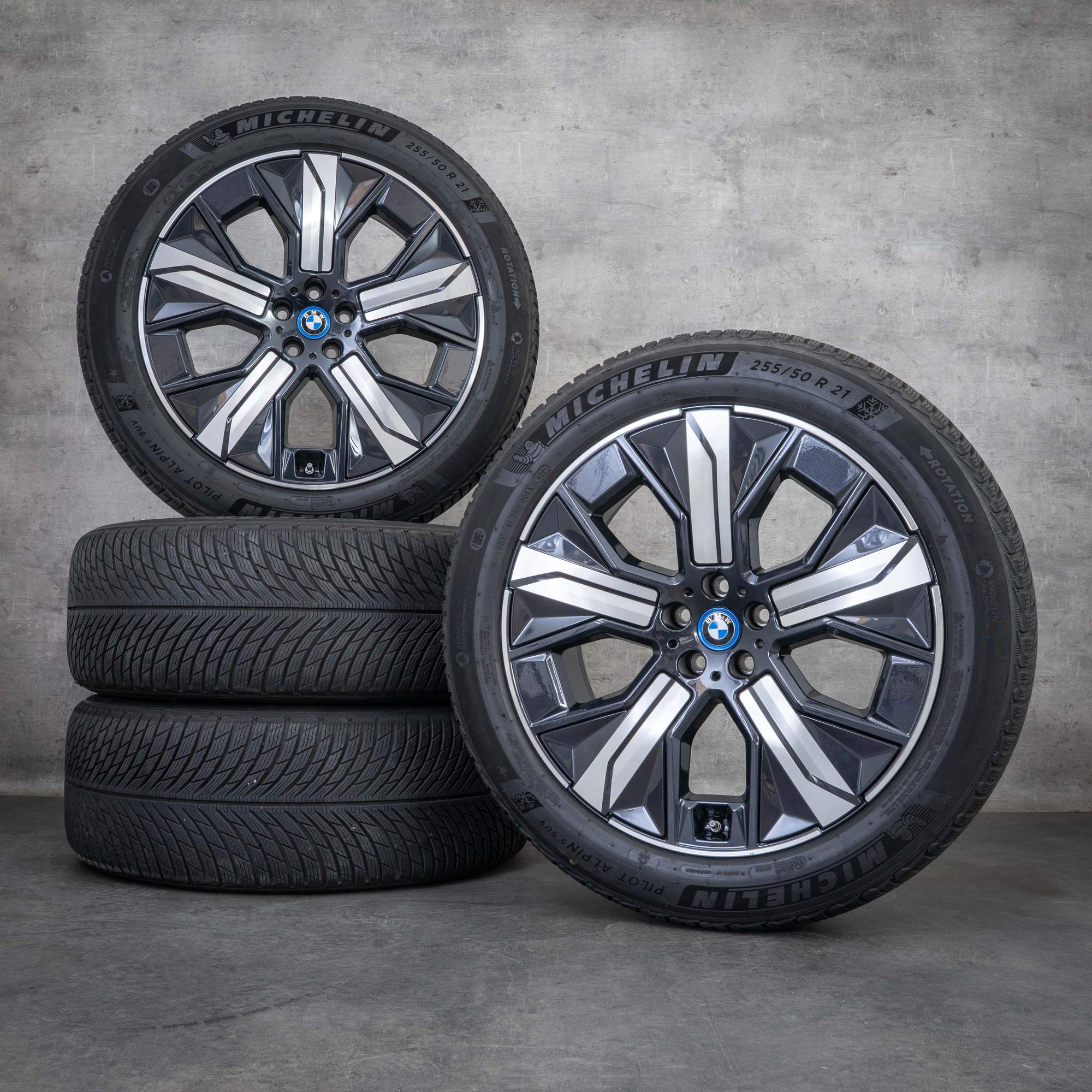 Oryginał BMW iX i20 koła zimowe 21 cali felgi 1011 aerodynamika 5A02655 midnightgrey polerowane toczone