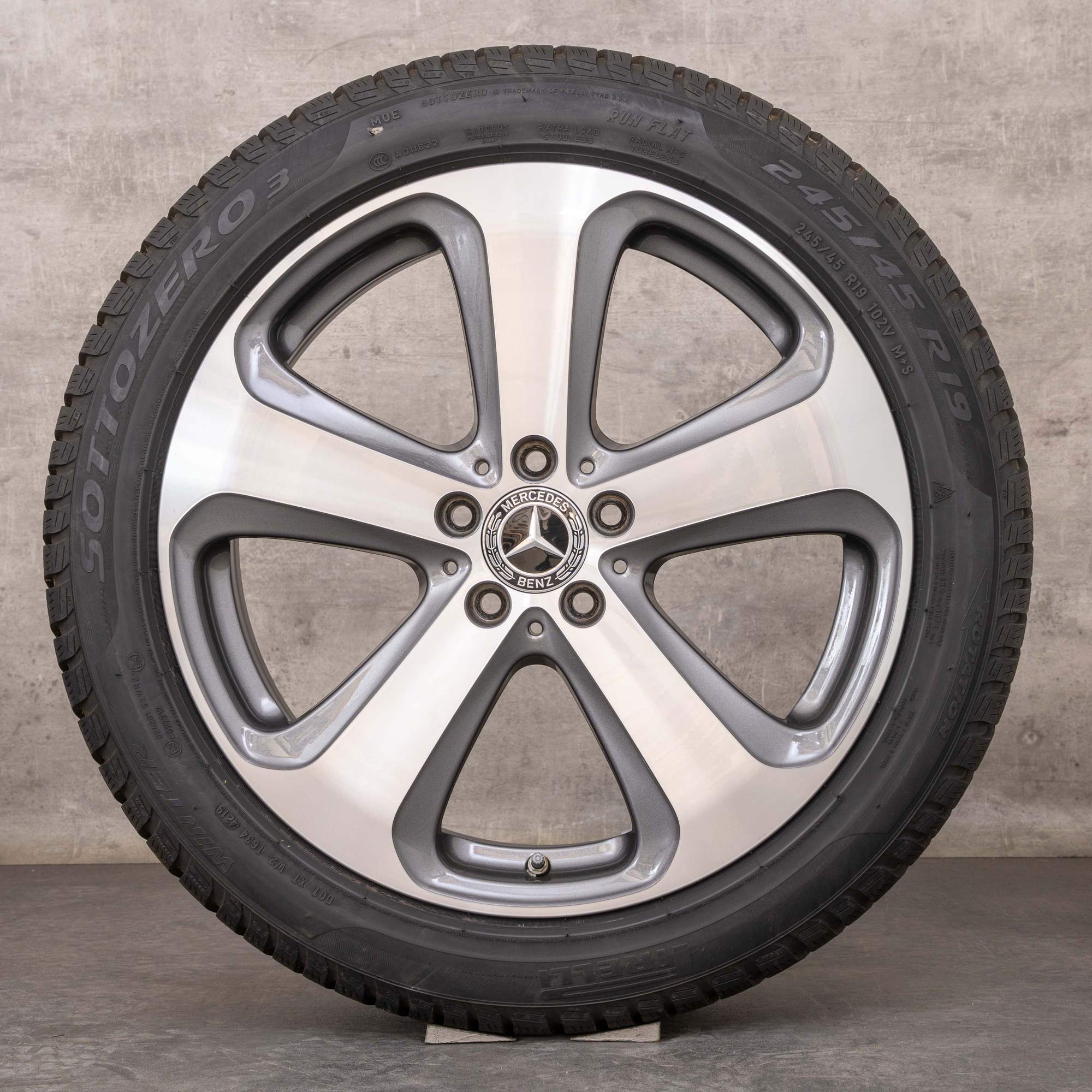 Oryginalne koła zimowe Mercedes-Benz GLC & 43 AMG 19 cali 253 felgi A2534011000 5 szprychowe koło himalaya szare polerowane