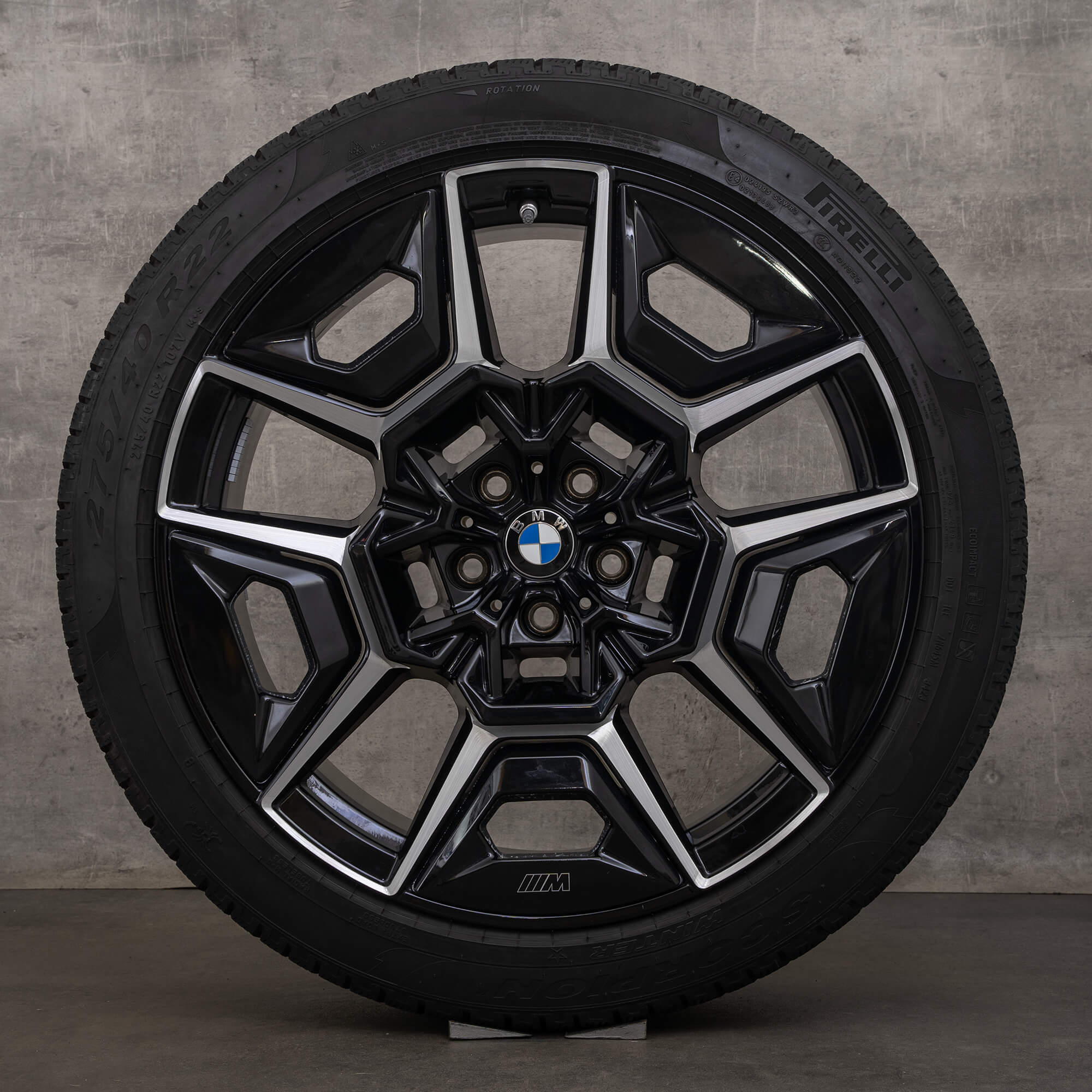 Original BMW XM Winterräder 22 Zoll G09 Felgen Styling 922 M 1543987 1543988 jet blach glanzgedreht