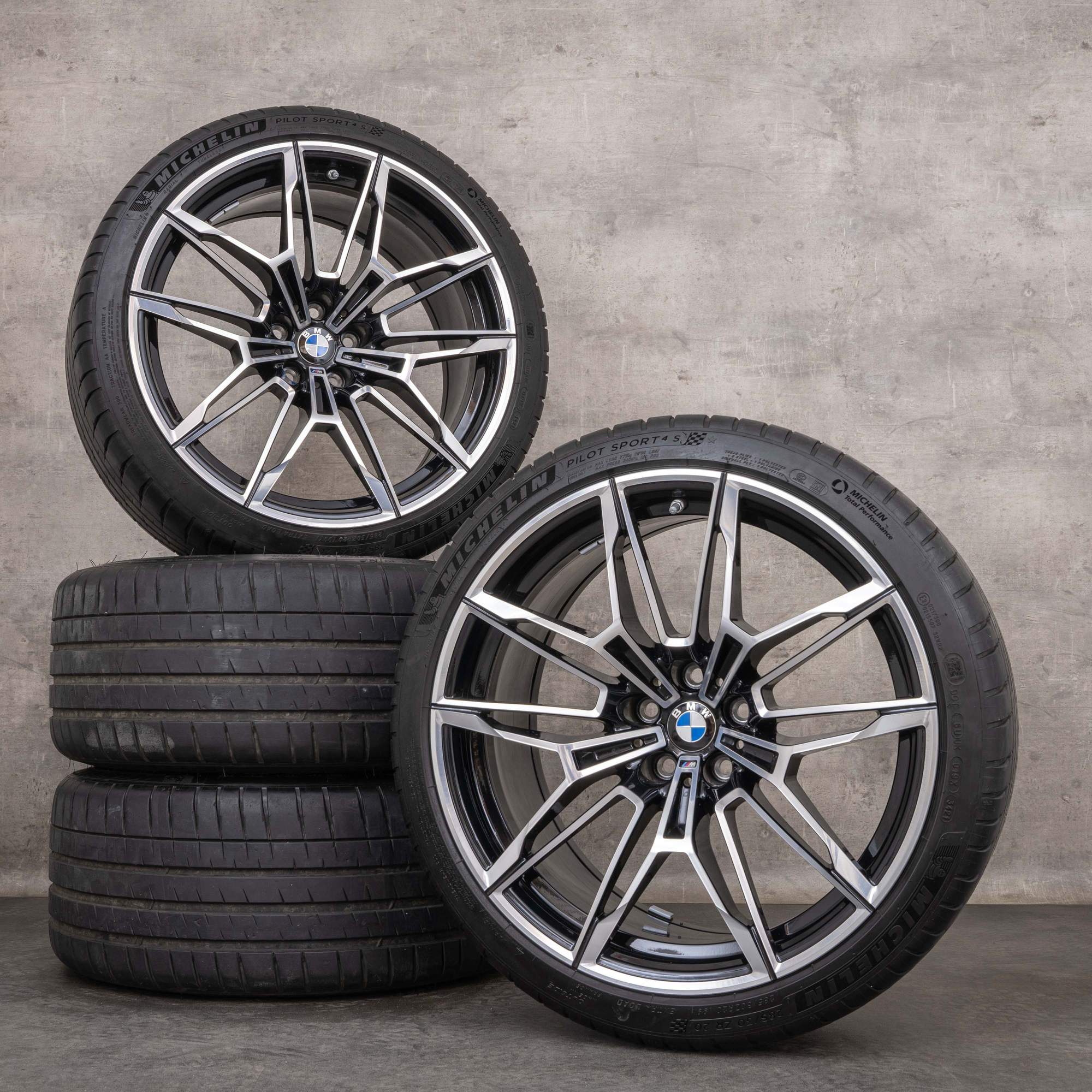 Oem BMW M3 M4 jantes 19 20 pouces G80 G82 G83 pneus été 8093832 8093833 Styling 825 noir poli