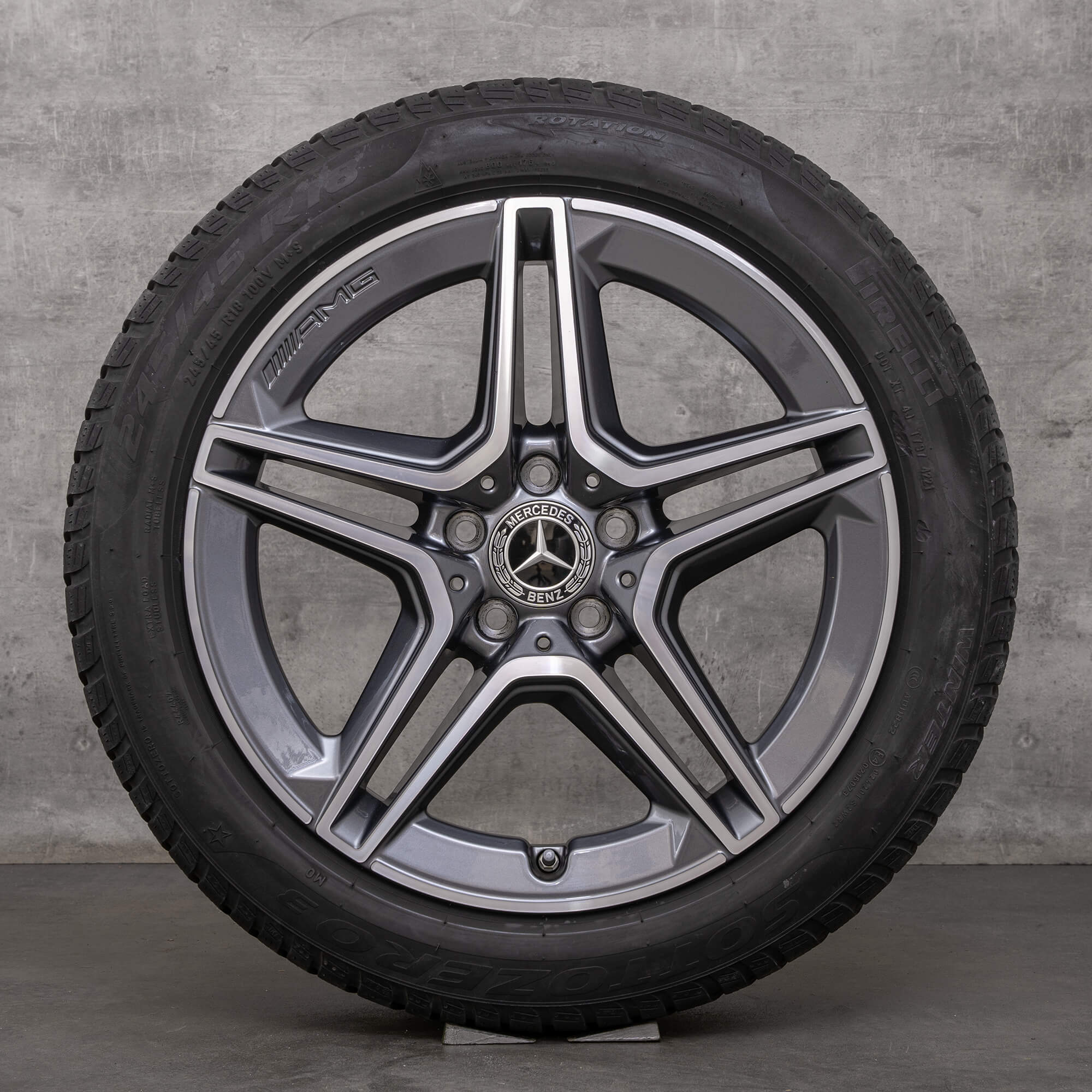 Llantas originales AMG Mercedes Banz Clase E de invierno 18 pulgadas W213 S213 C238 A238 llantas A2134016300 A2134016400 gris himalaya torneado brillante