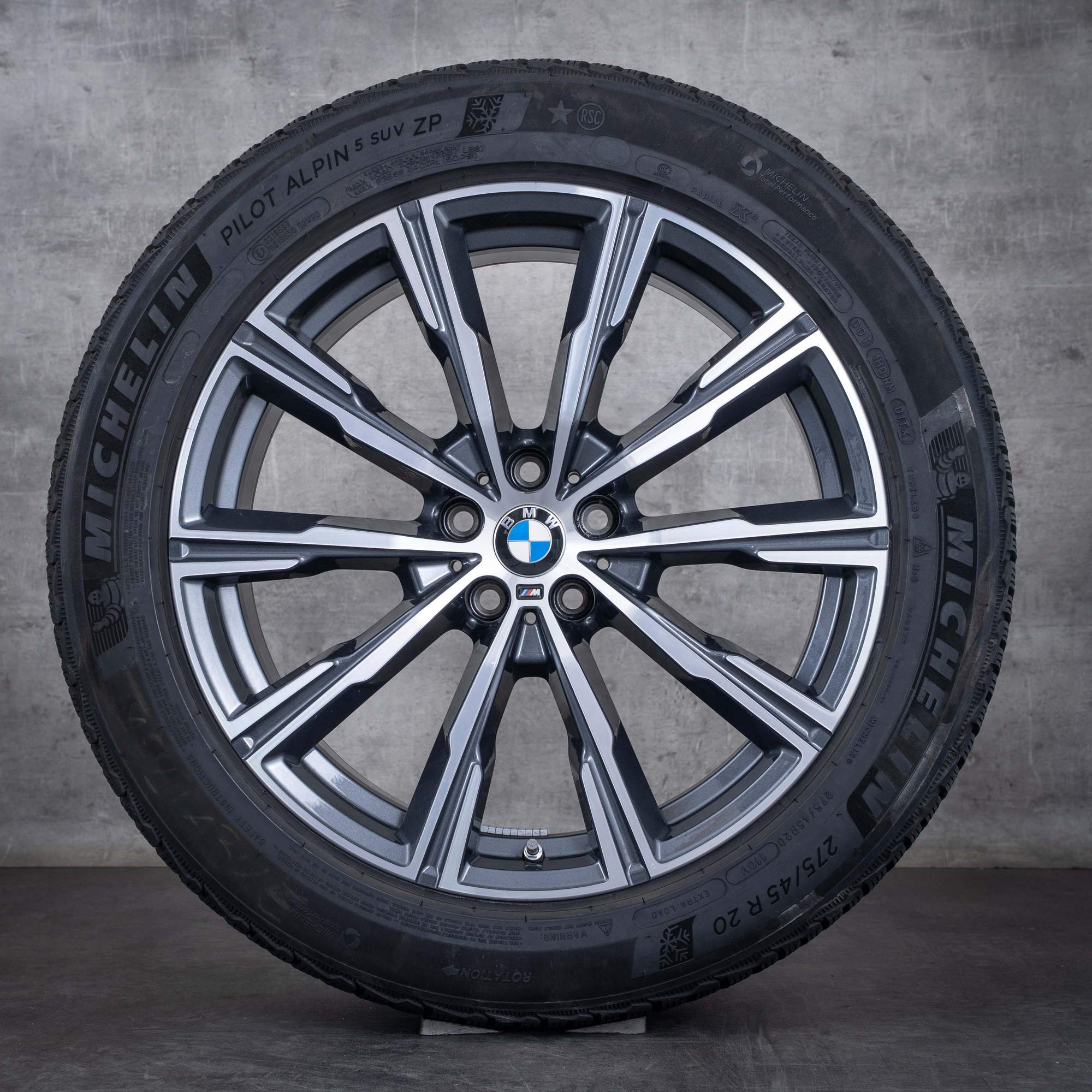 Oryginalał BMW X5 X6 koła zimowe 20 cali G05 G06 felgi stylizacja 740 M 8071996 orbit szary polerowane