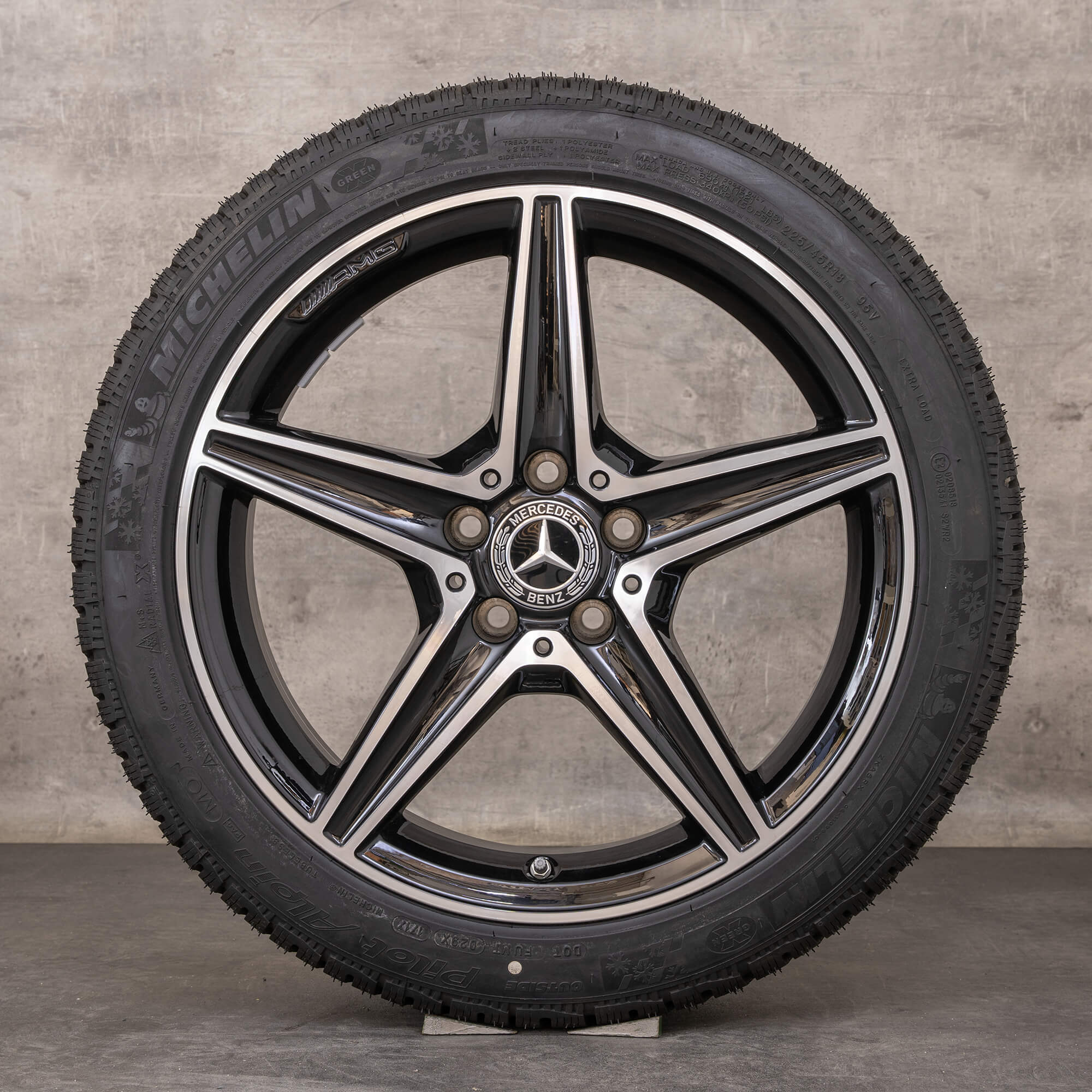 Alkuperäiset Mercedes Benz C-sarjan AMG C43 C450 Sport talvirenkaat 18 tuuman W205 S205 C205 A205 vanteet A2054014800 A2054011100 musta kiillotettu käännetty