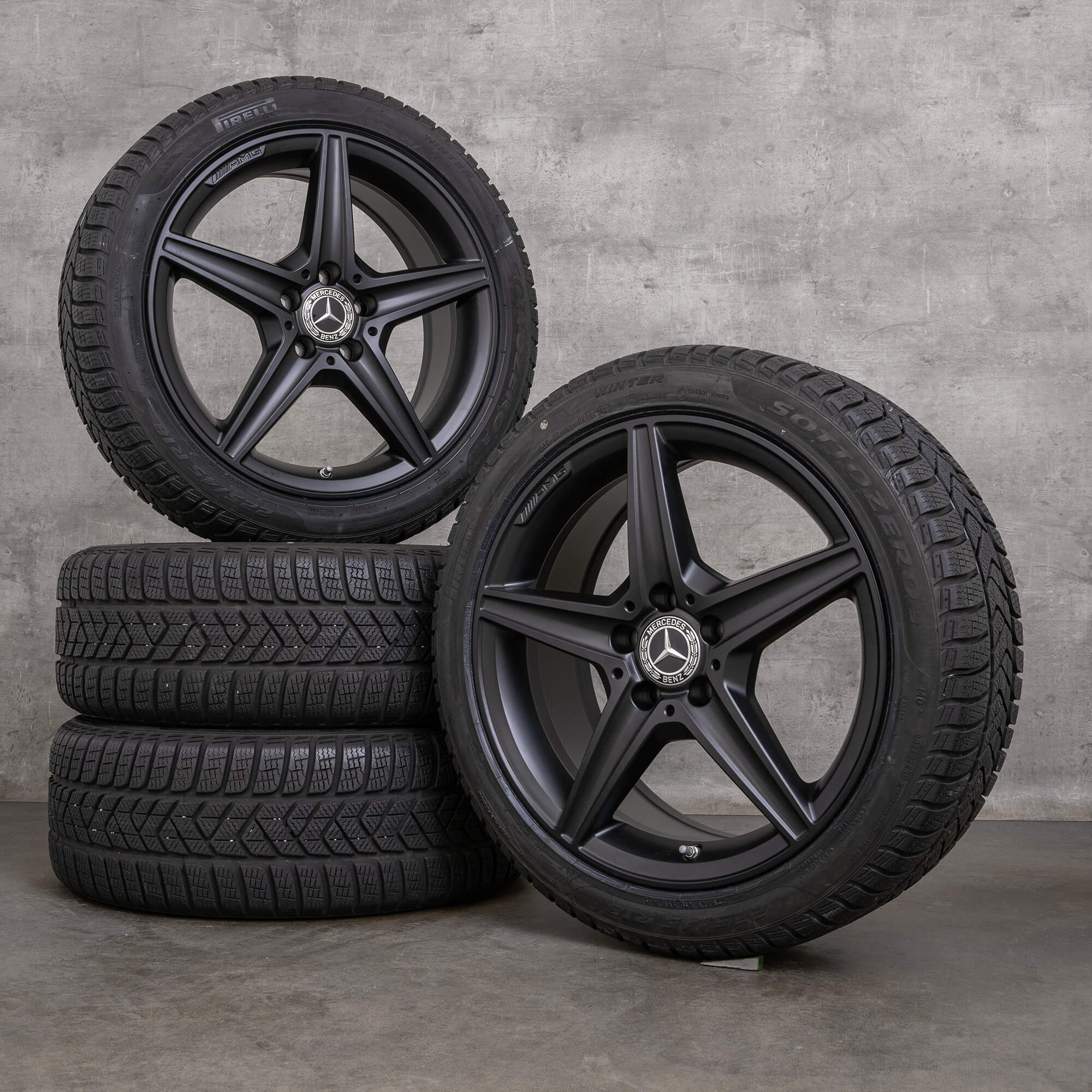 Pneumatici invernali originali Mercedes Benz Classe C AMG 18 pollici W205 S205 C205 A205 cerchi A2054011100 nero opaco