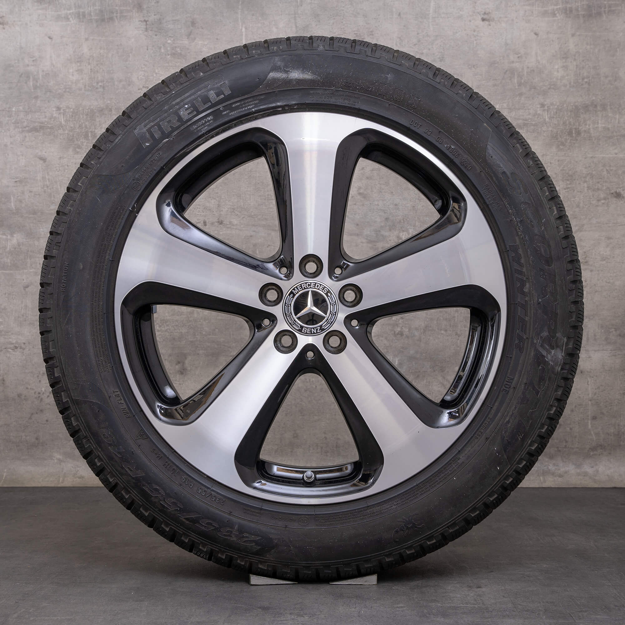 Orijinal Mercedes Benz GLC & 43 AMG Winterrder 19 inç X253 C253 jantlar A2534011000 siyah parlak tornalanmış