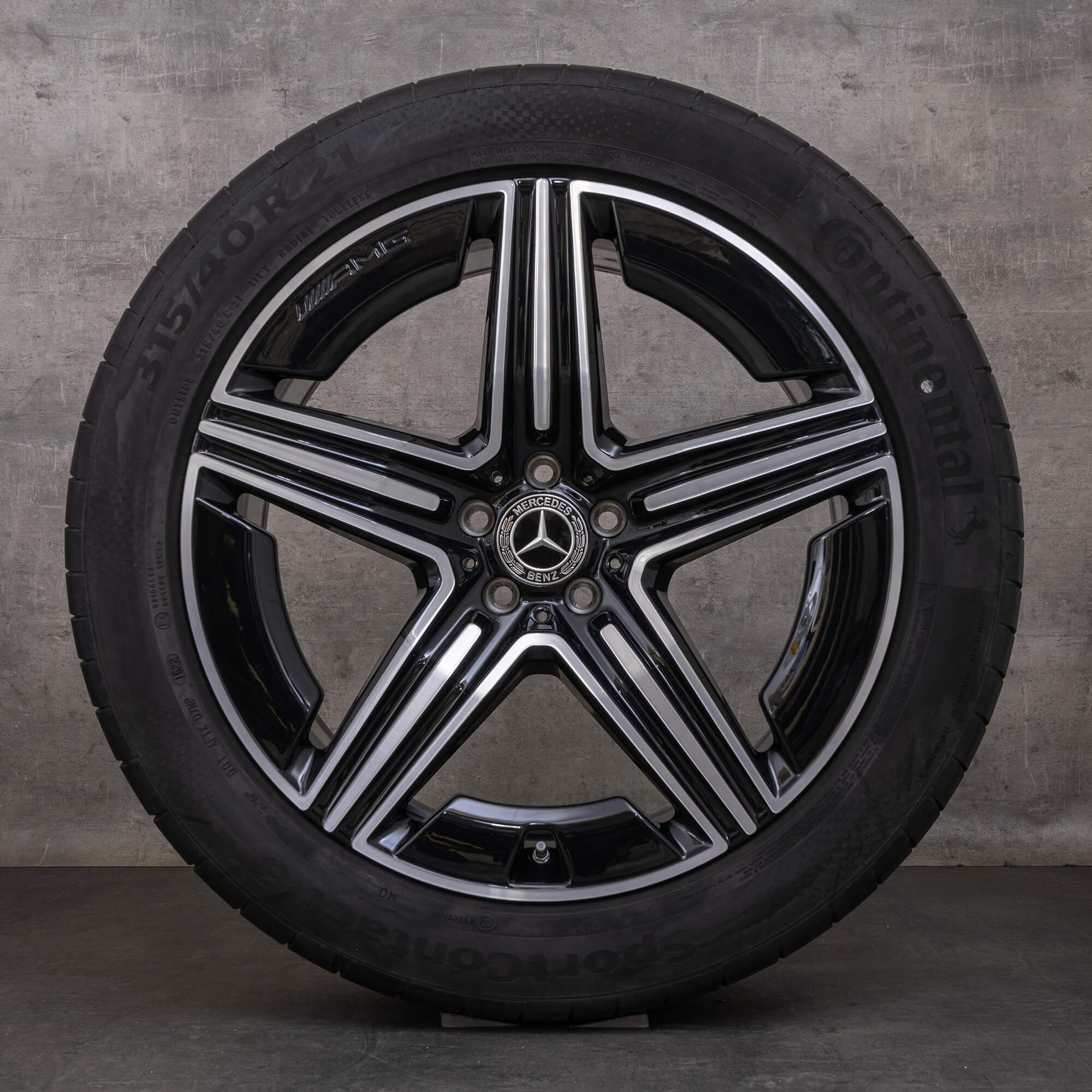 Oryginalne koła zimowe Mercedes Benz GLE AMG 21 cali V167 C167 Felgi A1674014301 A1674014401 czarne Polerowane