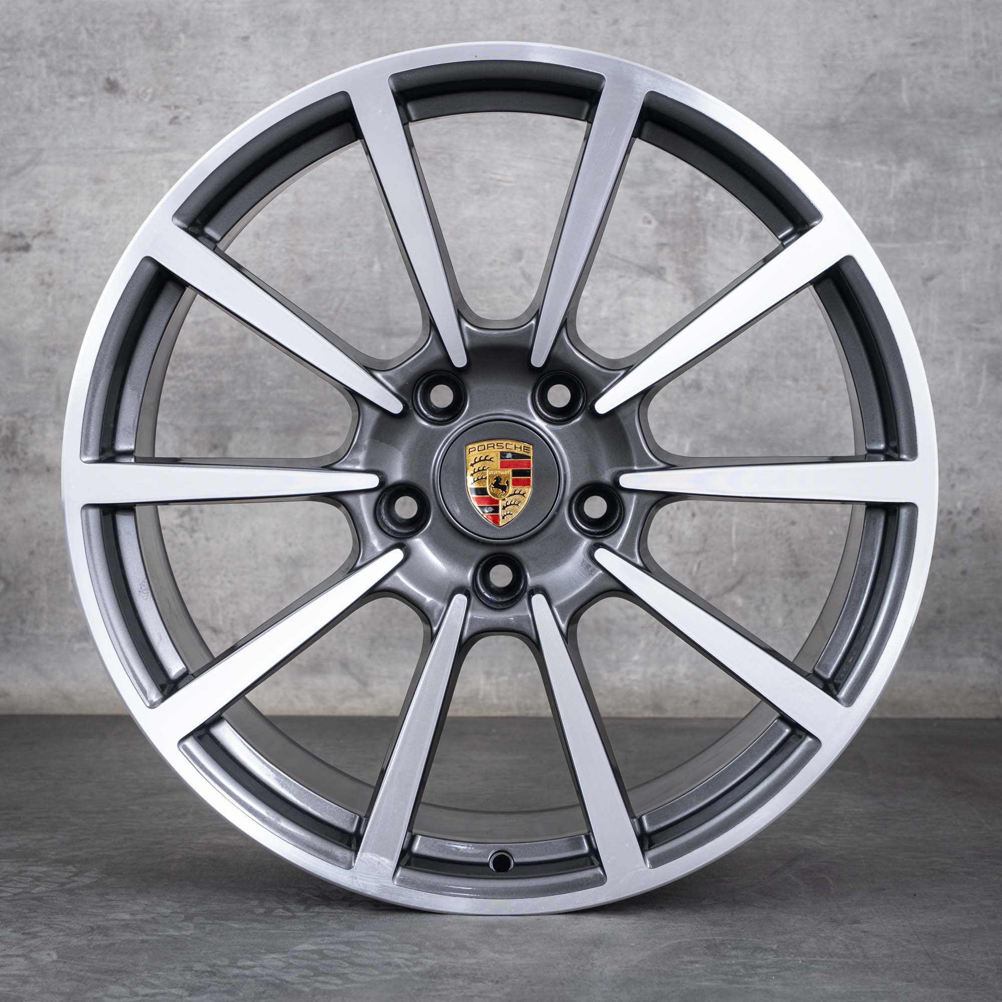 Original Porsche Boxster Cayman 981 Felgen 20 Zoll 718 Sommerräder 98136216014 98136216314 Carrera S III Rad titan glanzgedreht