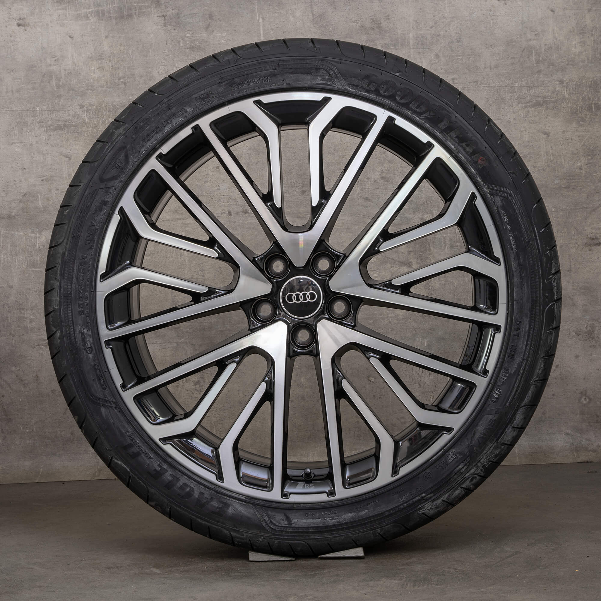 Original Audi Q5 SQ5 jante 21 inch FY GU Sportback anvelope vară 8MA601025L negru lucios transformat NOU