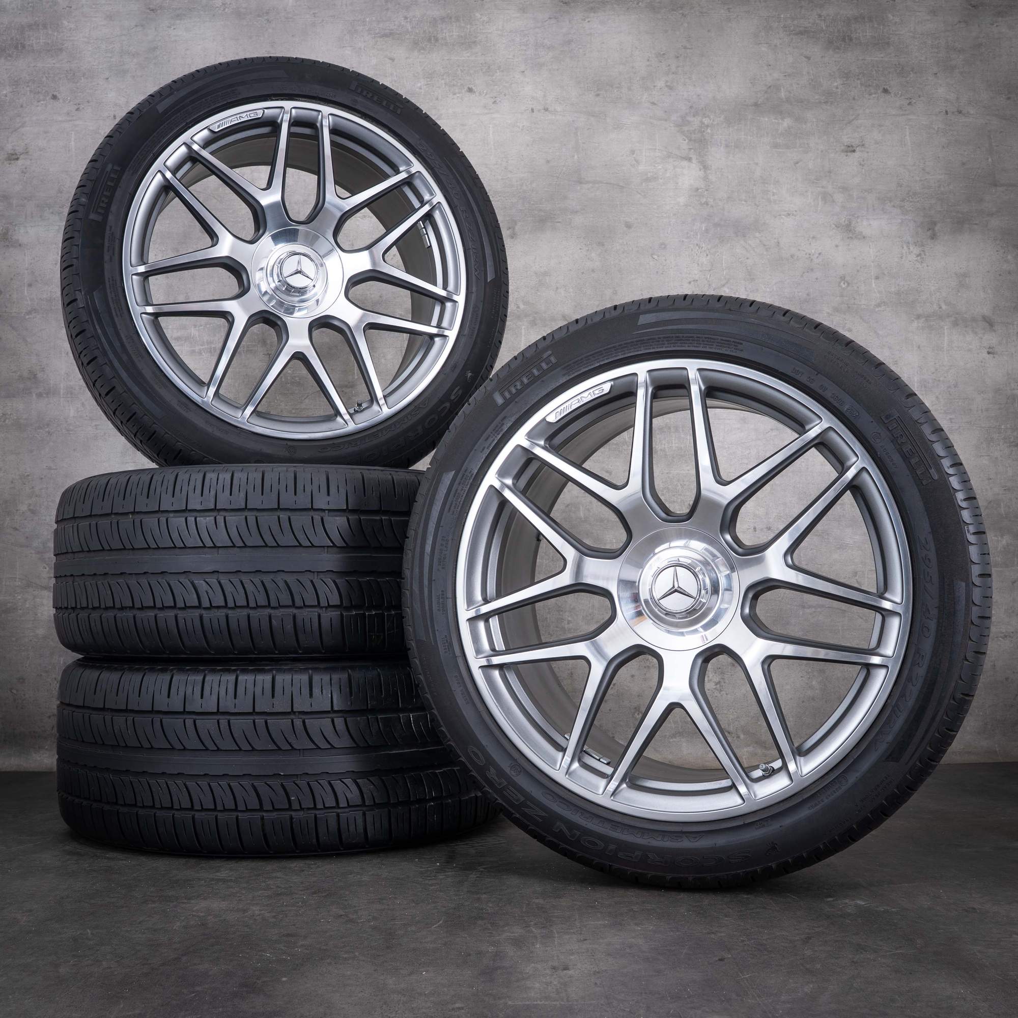 Alkuperäiset Mercedes Benz G-sarjan G63 AMG -vanteet 22 tuumaa W465 W463A kesäpyörät A4634012000 himalaya grey kiillotettu