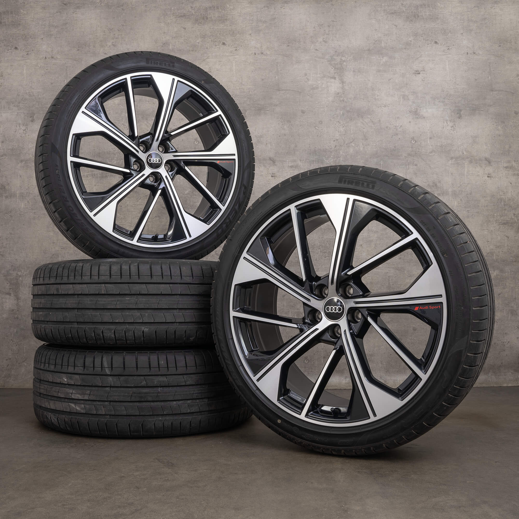 Oryginalne koła zimowe do Audi Q5 SQ5 felgi 21 cali FY nr kat. 80A601025BQ czarne z efektem diamond cut NOWE