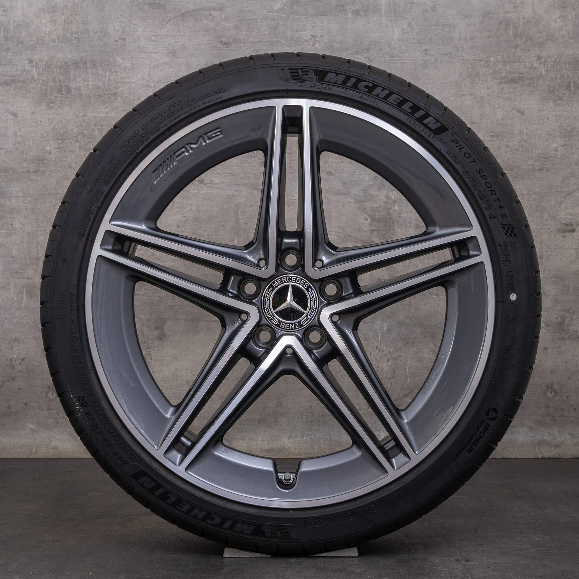 Orijinal Mercedes Benz A-Serisi CLA A 45 AMG kış jant lastik 19 inç W177 C118 X118 jantlar A1774012300 himalaya gri parlak tornalanmış