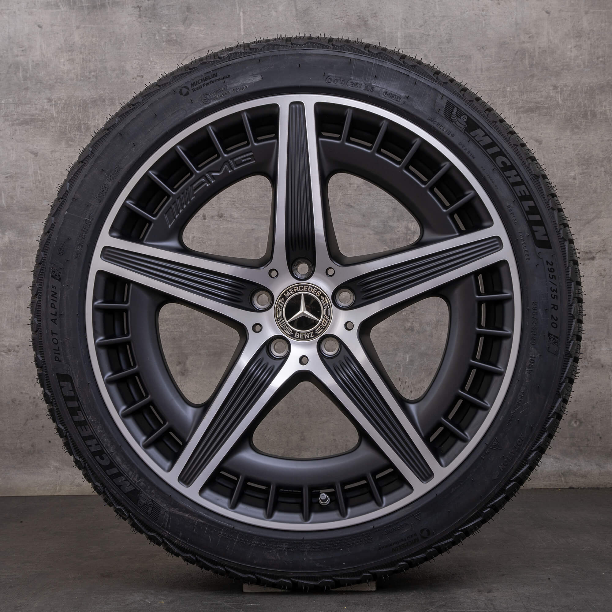 Original Mercedes Benz EQE 43 53 AMG Winterräder 20 Zoll V295 Felgen A2954012700 A2954012800 schwarz matt glanzgedreht