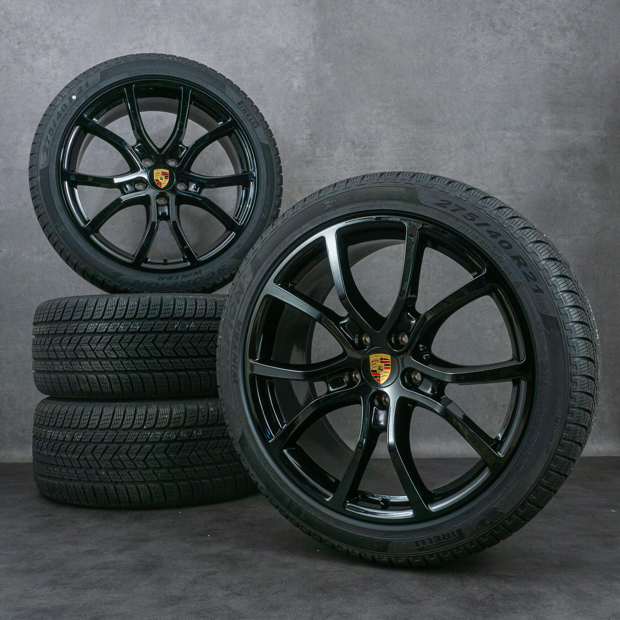 Oem Porsche Cayenne 9YA pneus hiver jantes 21 pouces 9Y0601025DB 9Y0601025DC noir brillant NEUF