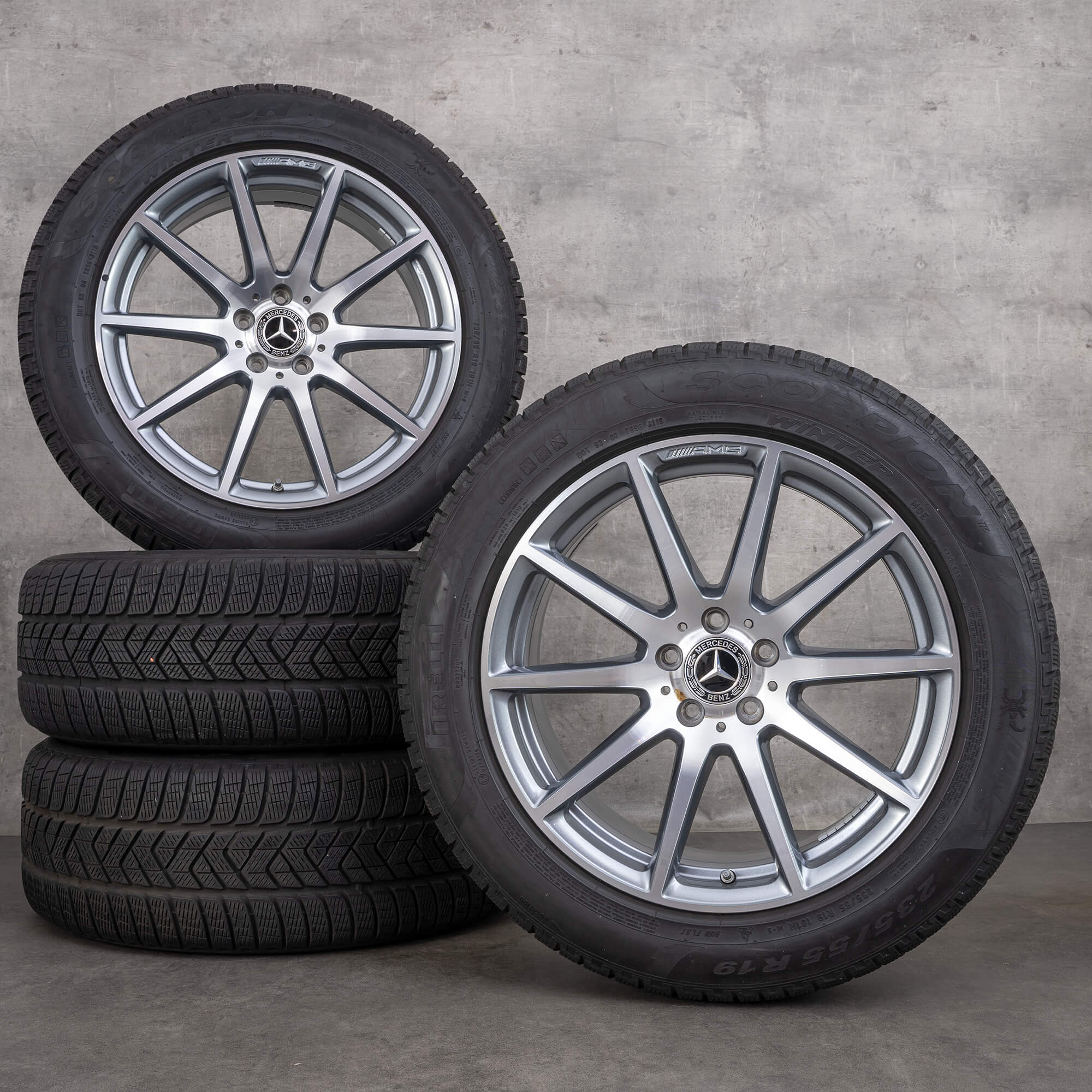 Originální zimní kola Mercedes-Benz GLC 63 AMG, 19palcové disky C253 X253 A2534013400, barva himalaya grey, diamond cut