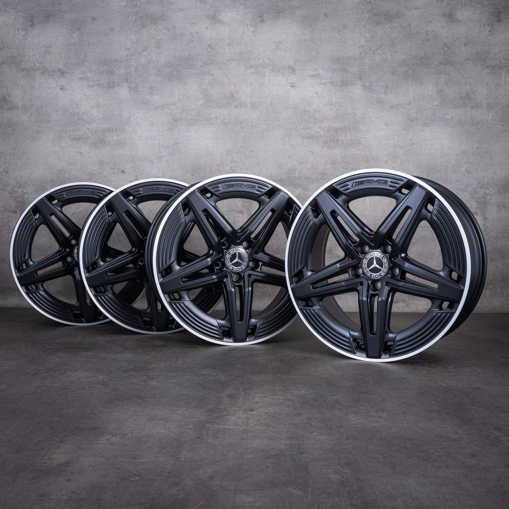 Originale Mercedes-Benz CLA 45 AMG 19-tommer C118 X118 fælge A1184010700 sort mat med diamond cut-kant NYE