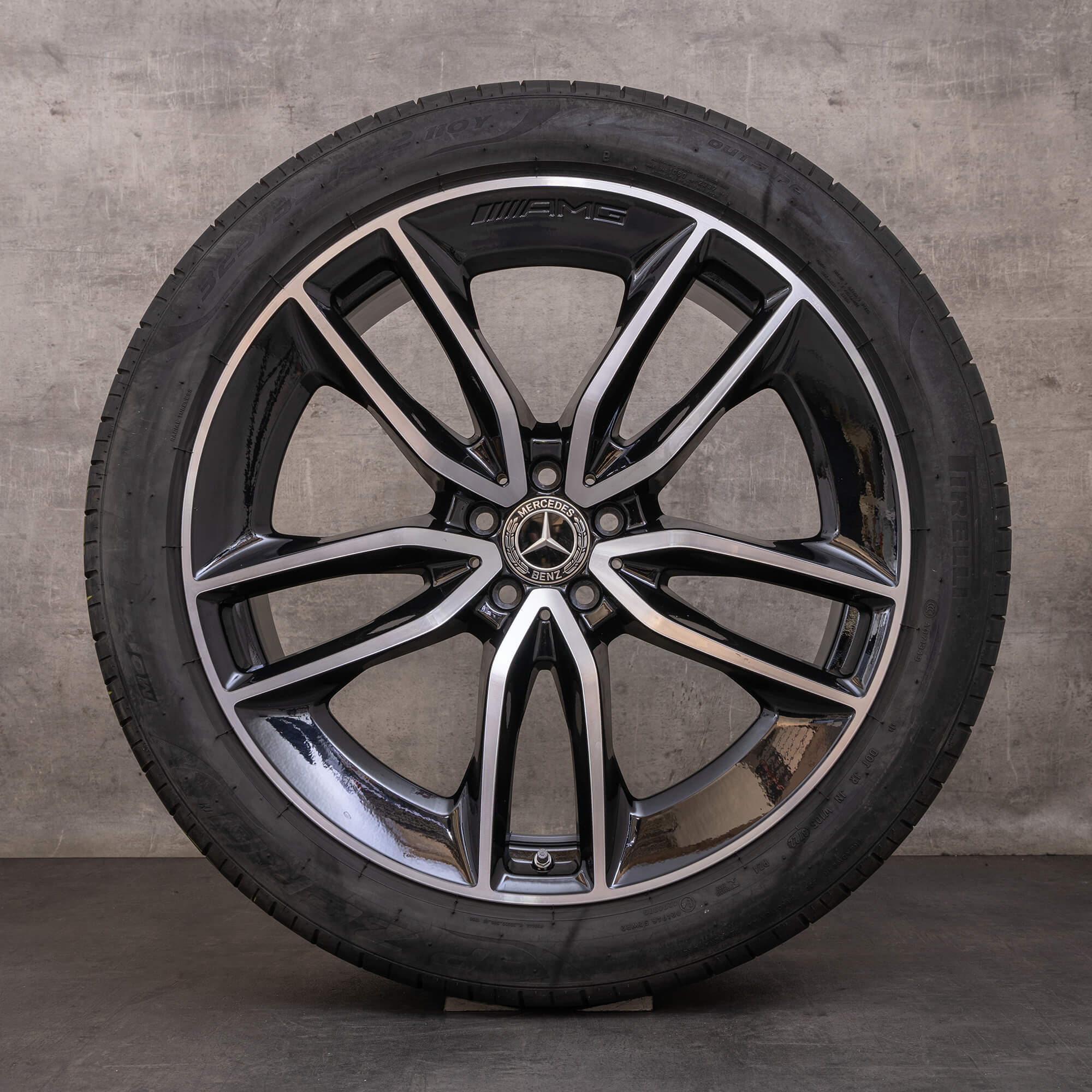 Original Mercedes Benz GLE AMG Felgen 22 Zoll C167 V167 Sommerräder A1674013600 A1674013700 schwarz glanzgedreht