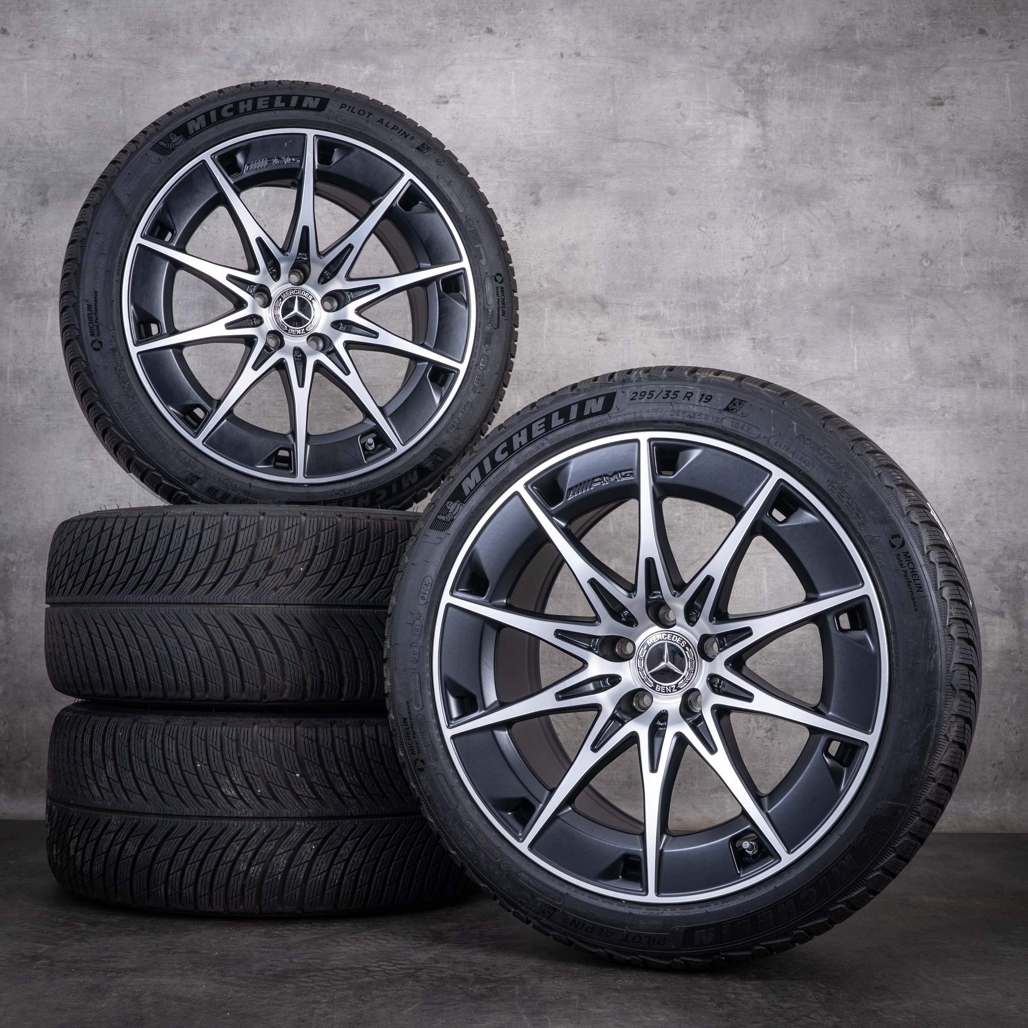 OEM Mercedes-Benz CLE 53 AMG 19inch winter wheels C236 A236 rims A2364012700 A2364012800 matte black diamond cut finish