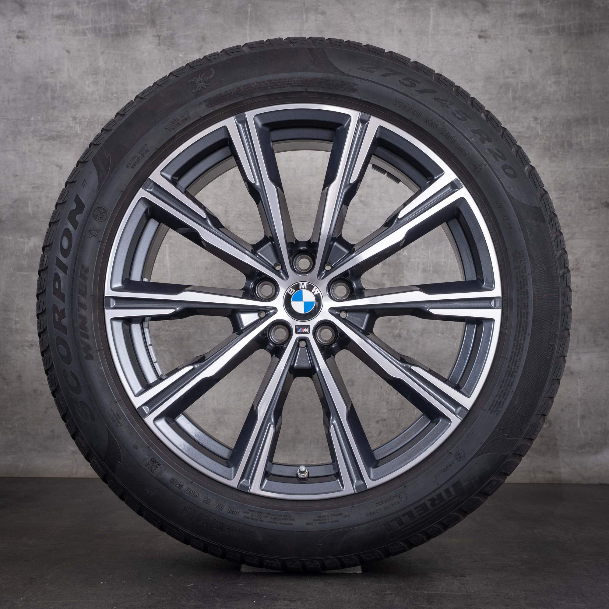 OEM BMW X5 X6 winter wheels 20inch G05 G06 rims styling 740 M 8071996 Orbit Gray diamond cut front