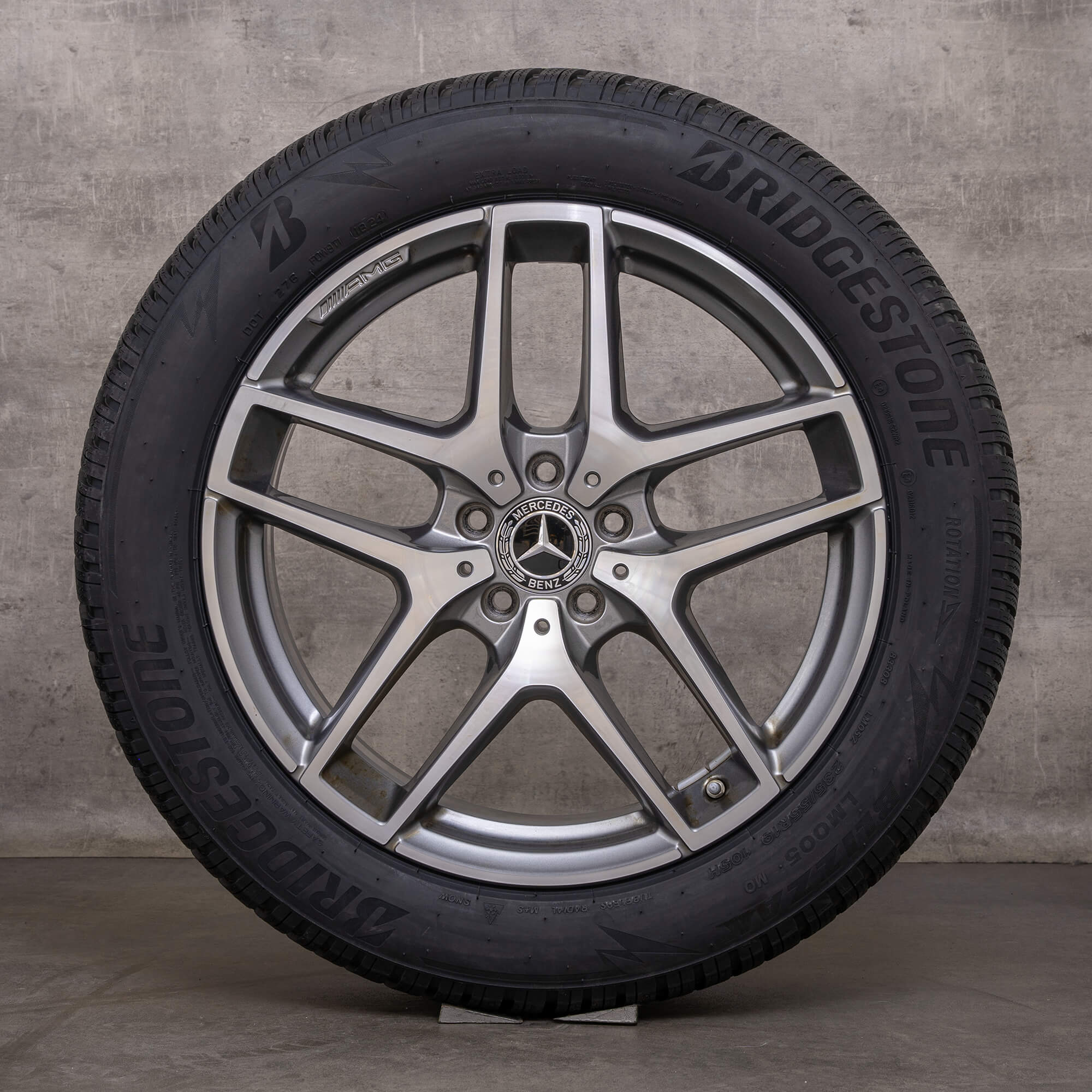 Orijinal Mercedes Benz GLC & 43 AMG Winterrder 19 inç C253 X253 jantlar A2534011800 himalaya gri parlak tornalanmış