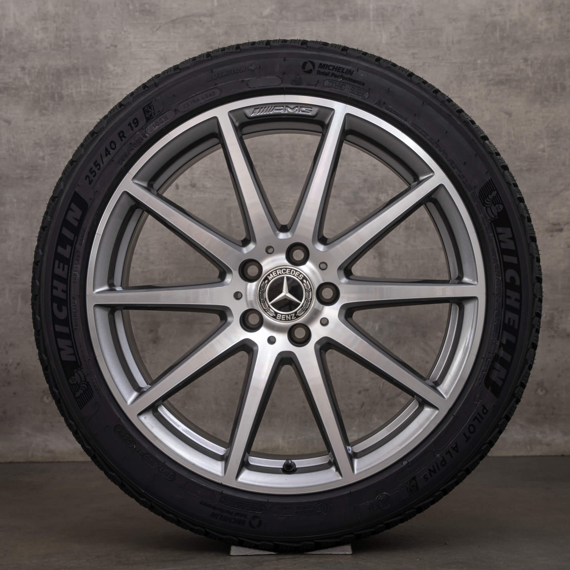 Oryginał Mercedes Benz Klasa C C63 AMG koła zimowe 19 cali W206 S206 felgi A2064016900 A2064012800 himalaya szary polerowane NOWOŚĆ